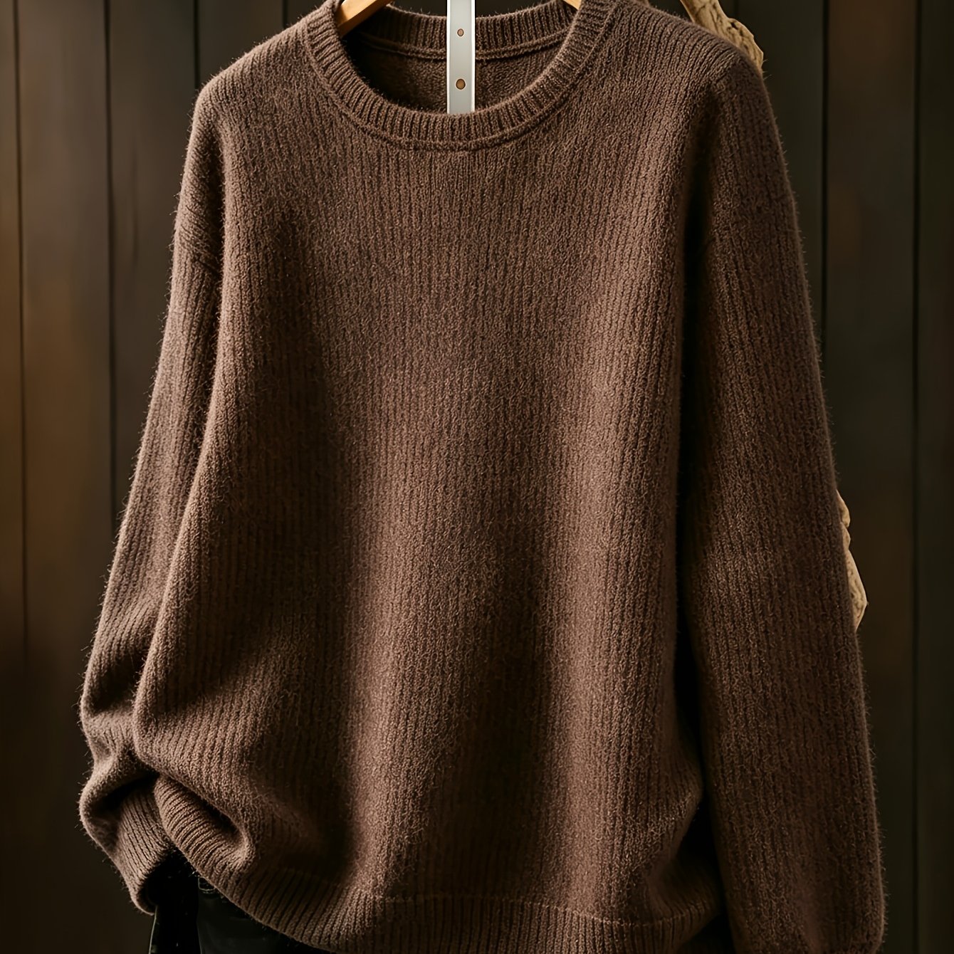 TEMU Women's Comfortable Top For Autumn And Winter, Solid Color Round Neck Long Sleeved Pullover, Basic Top, Suitable For Daily Commuting