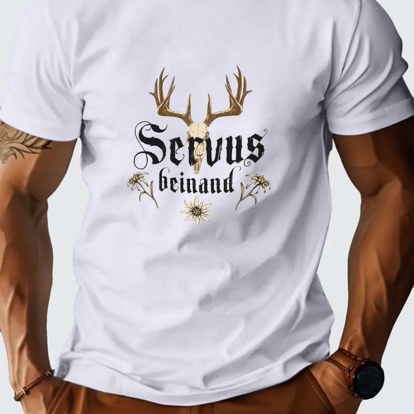 Servus Beinand Spring And Summer Men's Graphic Short-sleeve Shirt, Relaxed Fit, Soft And , Sweat-absorbing Summer Tee