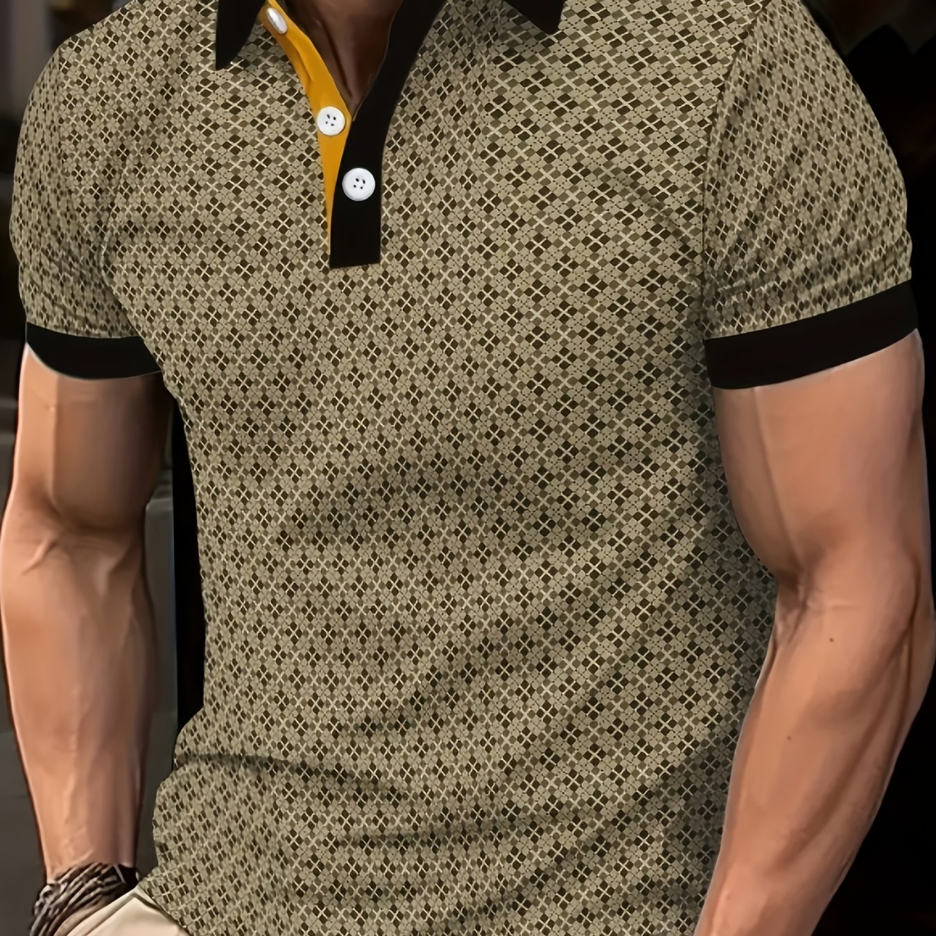 TEMU Men's Casual Contrast Color Short Sleeve Shirt, Men's Summer Shirt