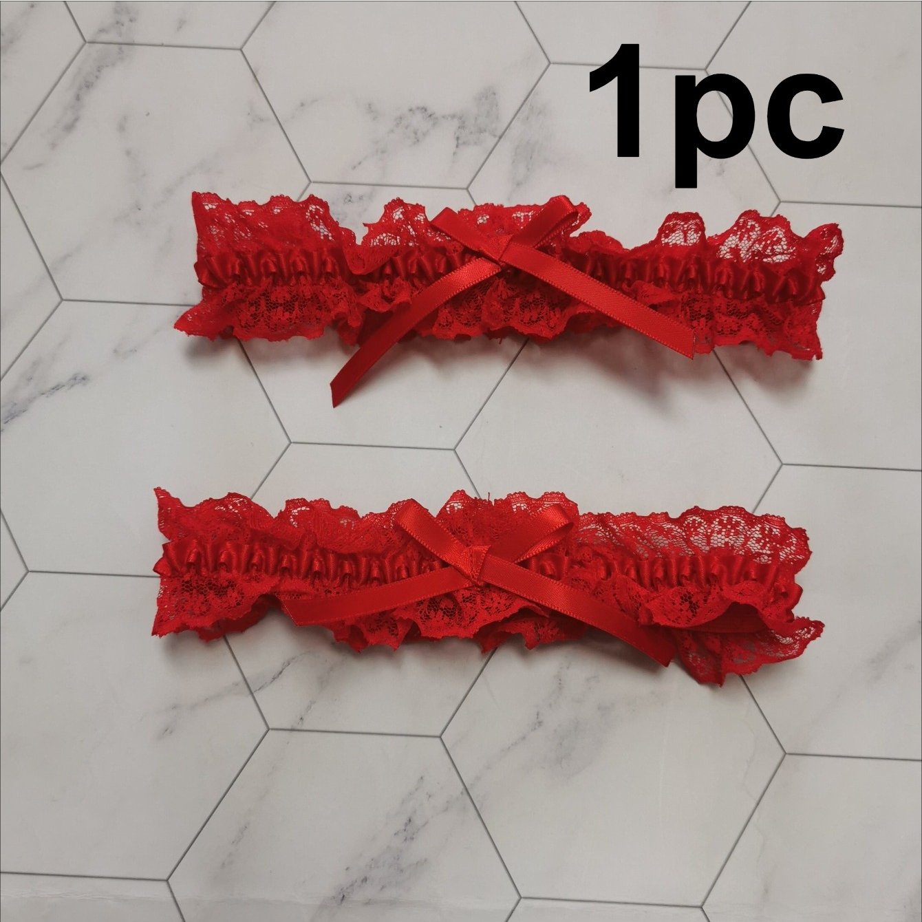 Image of A Red Lace Leg Garter With A Bow, Perfect For Valentine's Day, Parties, And Wedding Additions