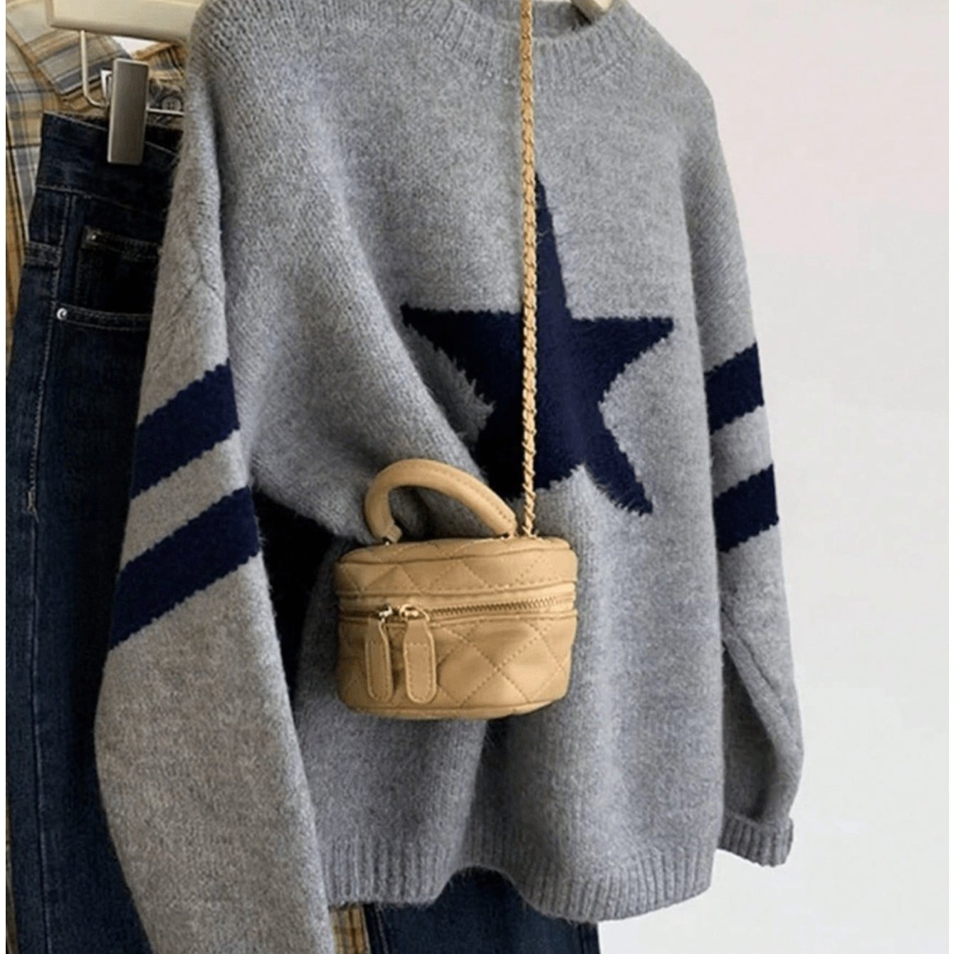 TEMU Pull d'automne-hiver pour femmes, style élégant et tendance, motif , facile à enfiler, , col rond, manches longues, rayé color-block, , haut de