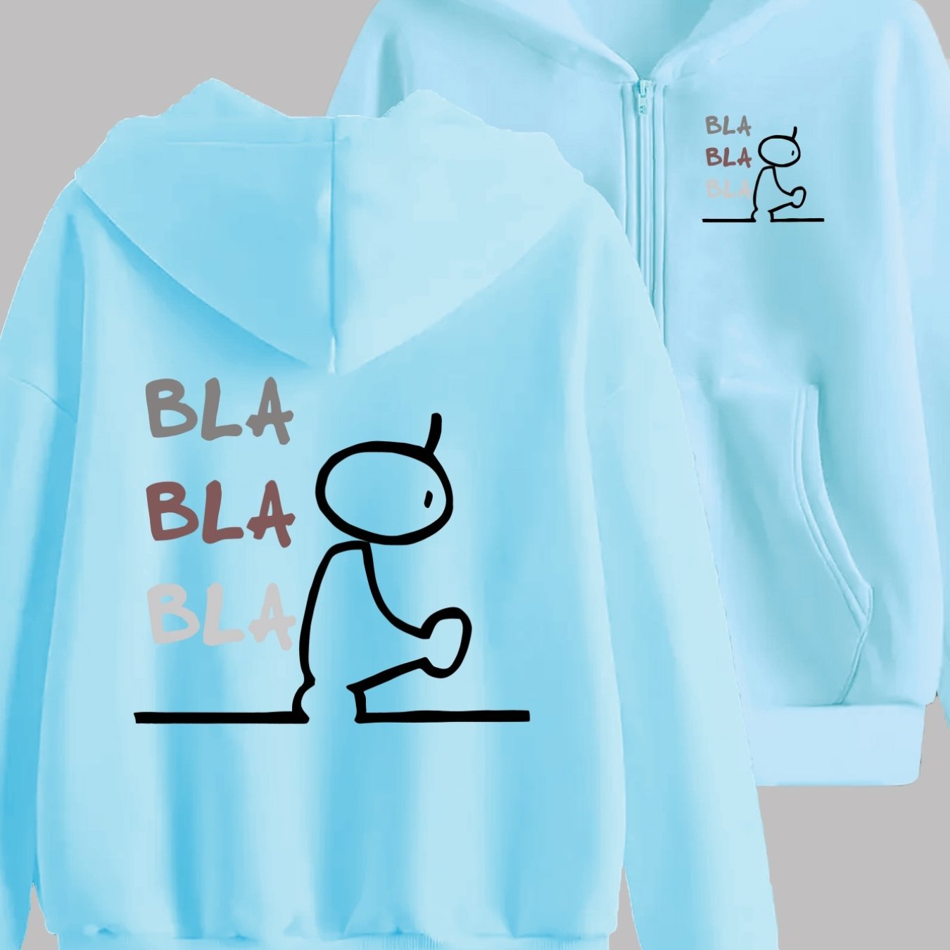 TEMU Fun And Bla Text Print Design Front And Back 2-pattern Prints - Y2k Zip-up Hoodie With Hood - Fashionable And Comfortable Zip Jacket - Casual