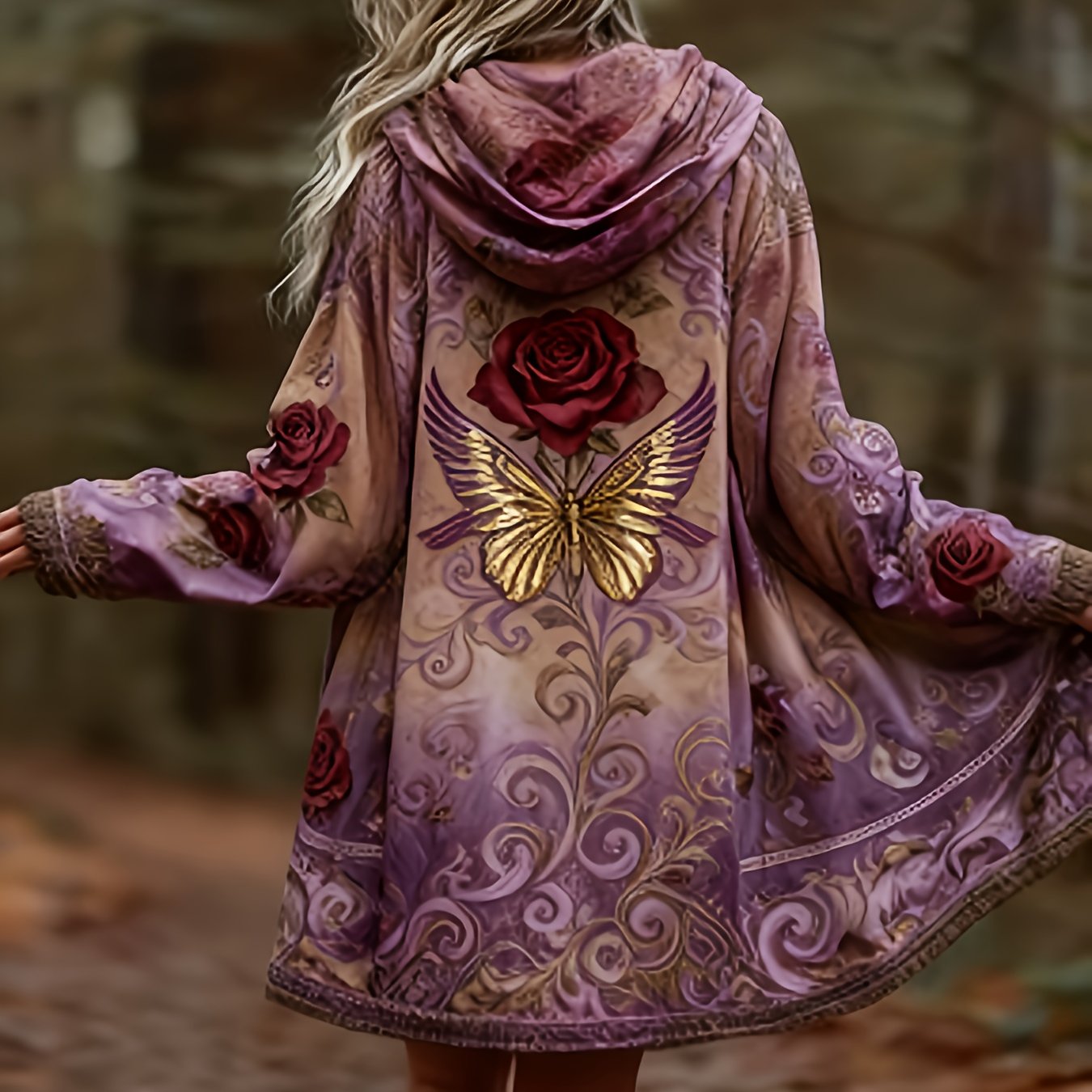 Women's Vintage 2d Printed Design Long Sleeve Cardigan - Bohemian Ethnic Style Long Sleeve Jacket