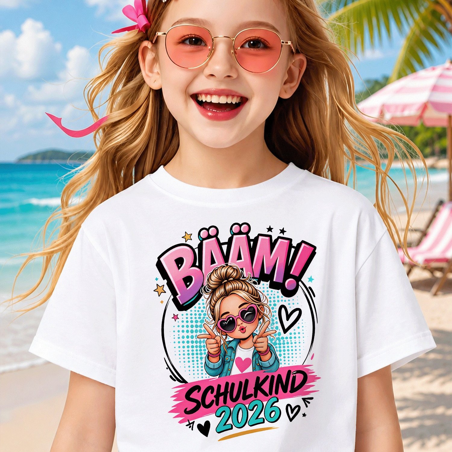 Baam Schoolchild 2026 School Schoolchild School (8) For Boys Girls Kids Chlidren T-shirt, Kids' Summer Beach Vacation T-shirt- Breathable Boys& Girls Resort Wear