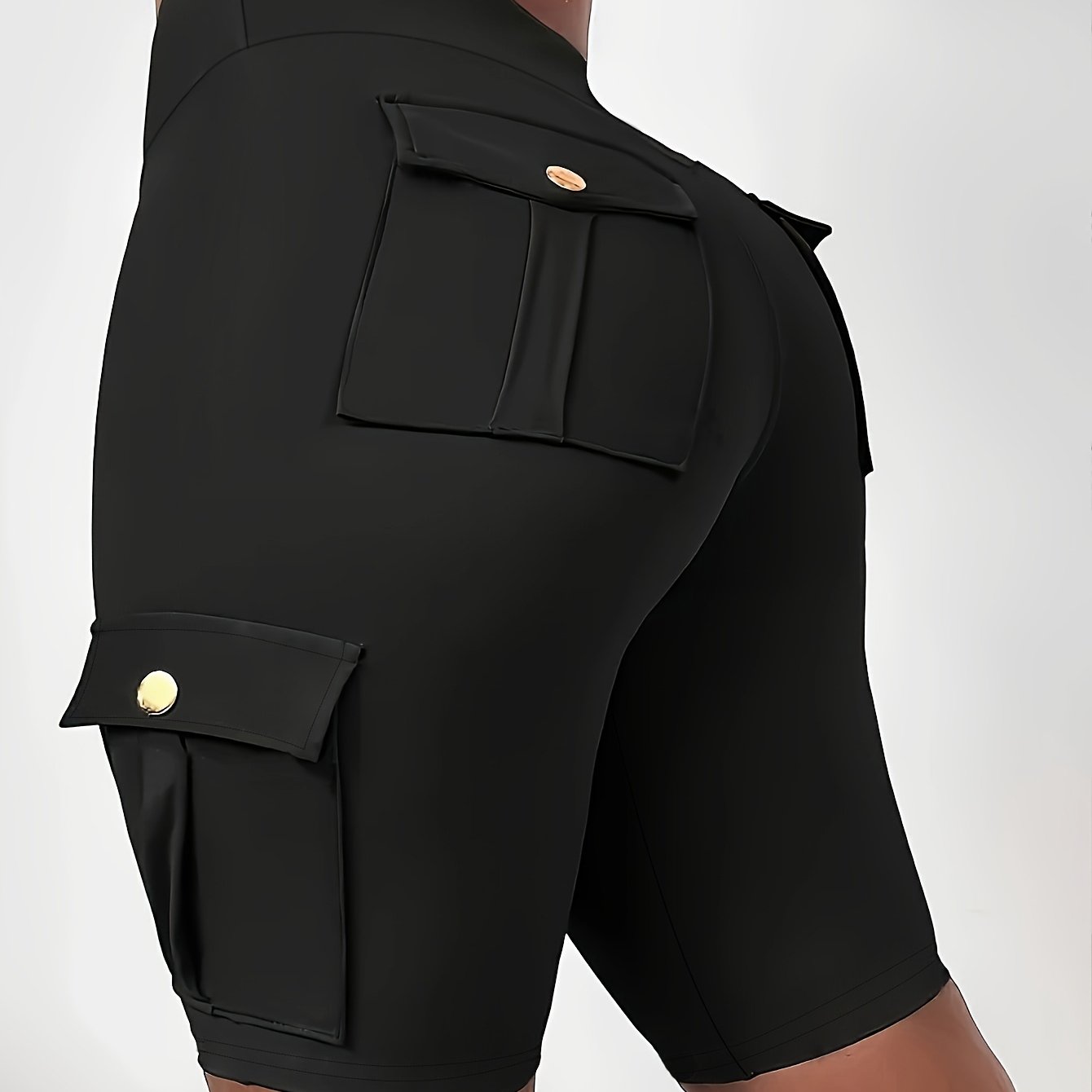 TEMU Women' Color Athletic Yoga Cargo Shorts For Exercise & Fitness, High- Sports Cargo Shorts