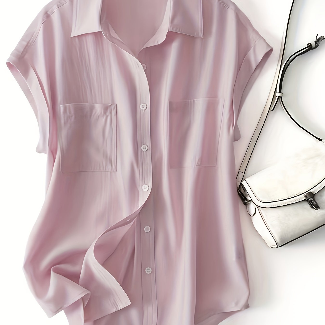 TEMU Spring Summer Fashion Cropped Shirt Single Sleeve Short Sleeve Shirt Women Vacation