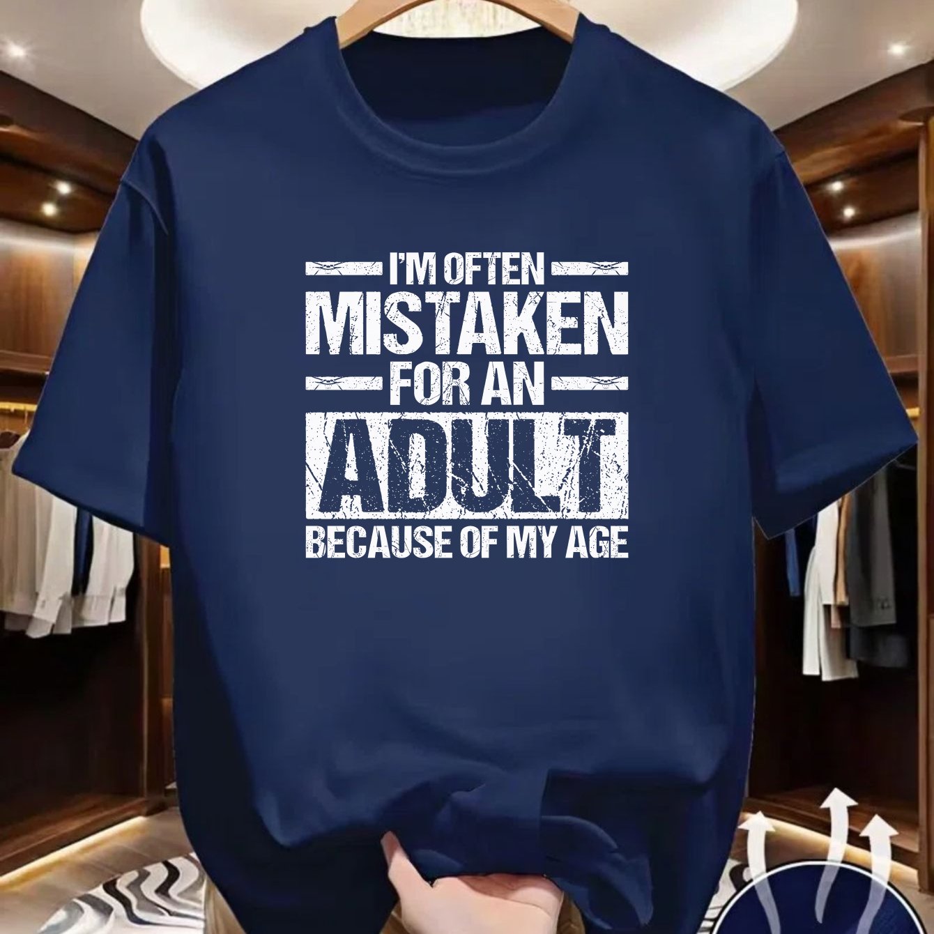 TEMU Men' Funny "i'm For An Adult" T-shirt - Humorous Age Text Print, Round Neck Casual Summer Tee Suitable For Casual Attire, & Parties - Non- Shirt