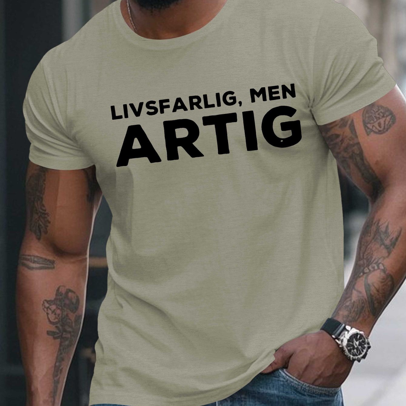TEMU Funny Saying On A Plus-size Men's T-shirt, Plus Size
