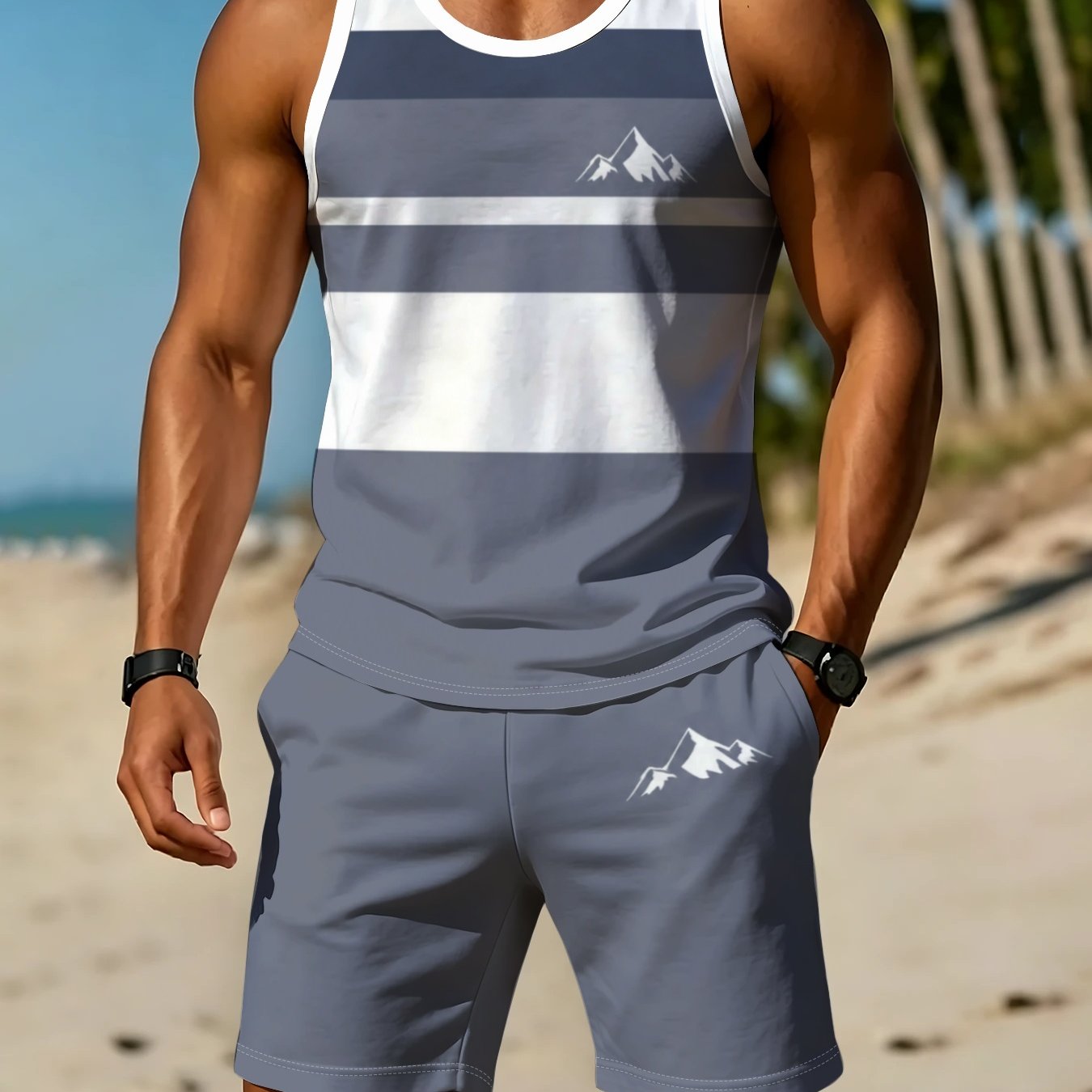 TEMU Ensemble de gilets respirants pour hommes, design géométrique, et confortable, col rond