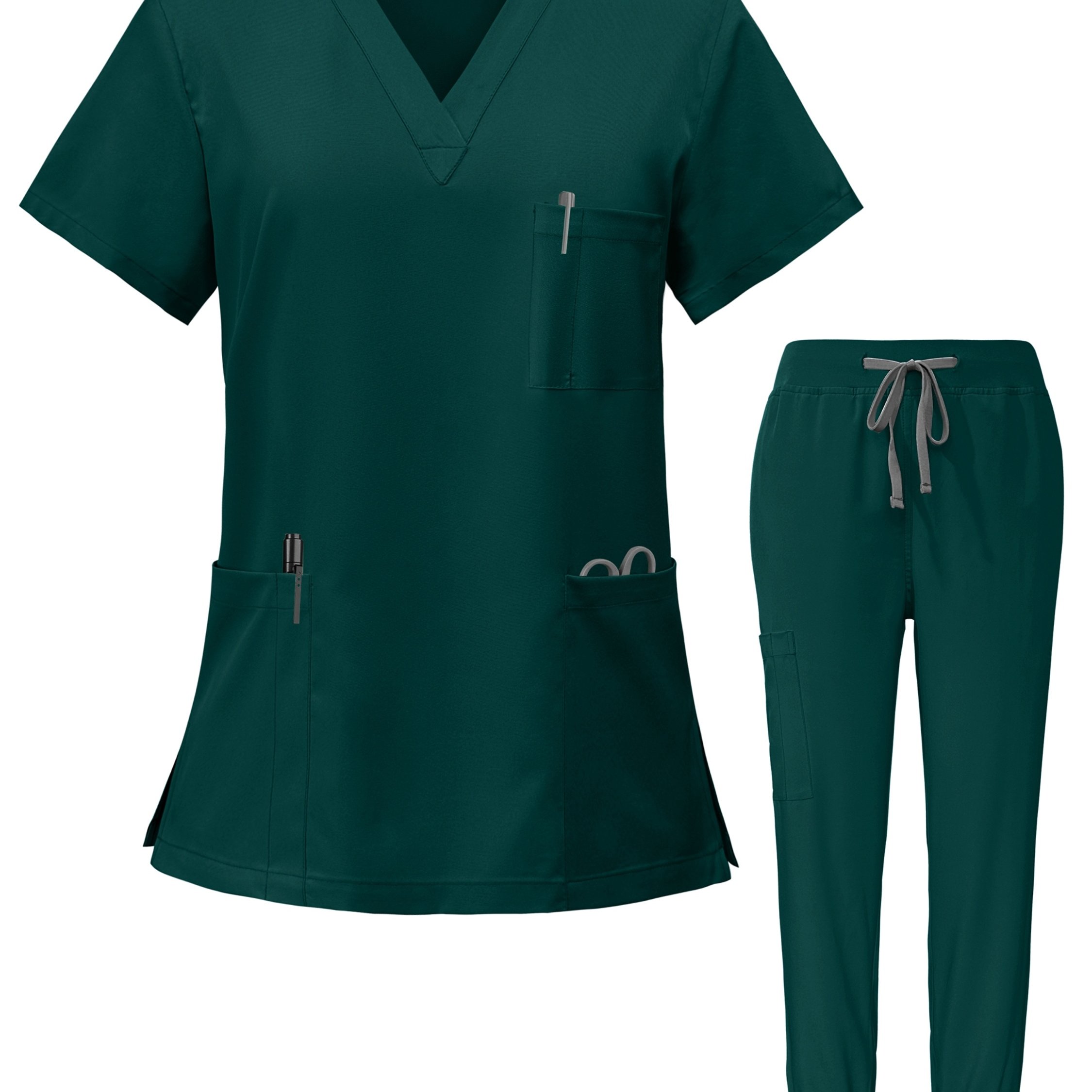 TEMU Uniformes de enfermería con cuello en V, pantalones tipo jogger, conjuntos de uniforme, ropa de trabajo quirúrgica, traje de enfermería para ,