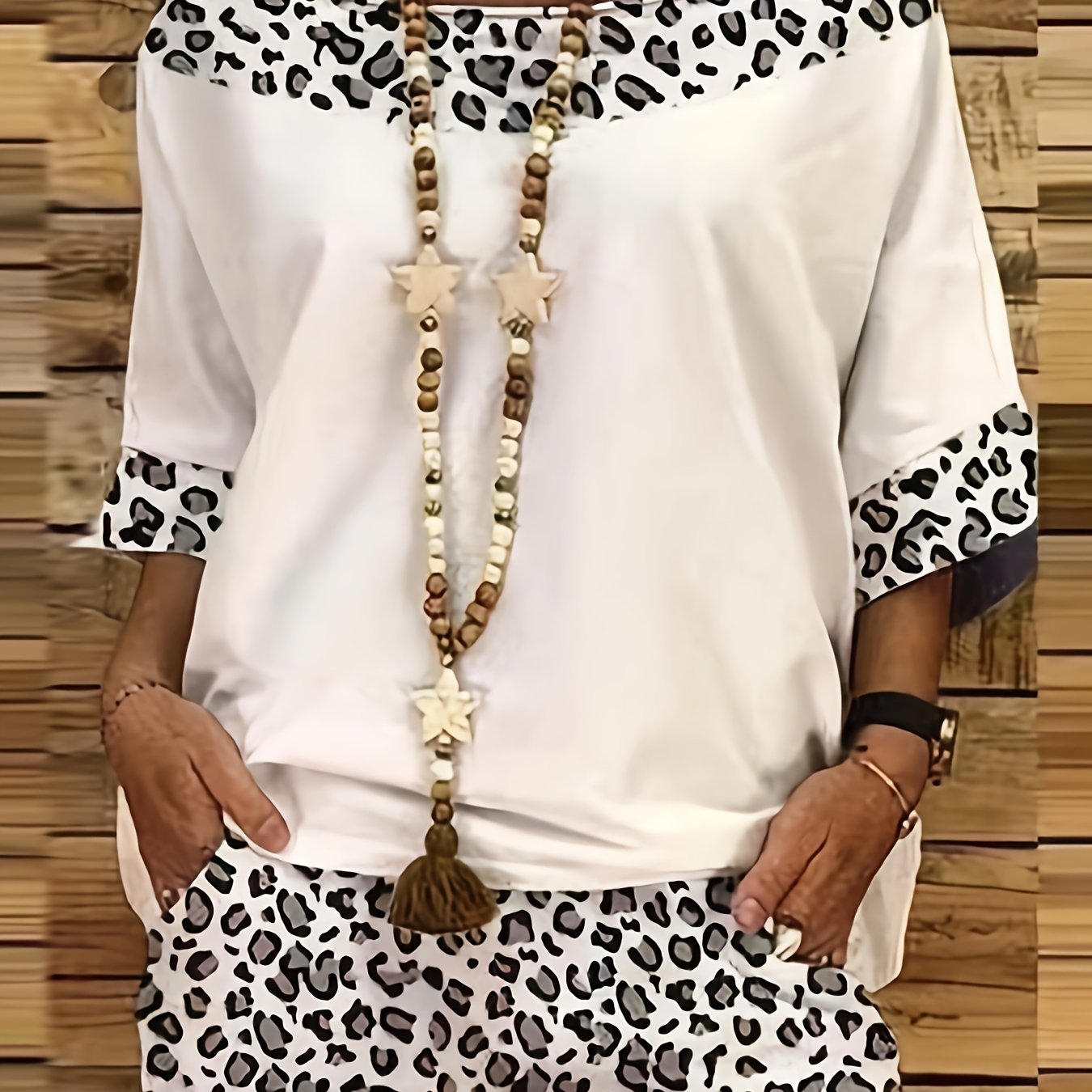 TEMU Women's Fashion Spring/summer Casual Shorts Set - Leopard Print 488