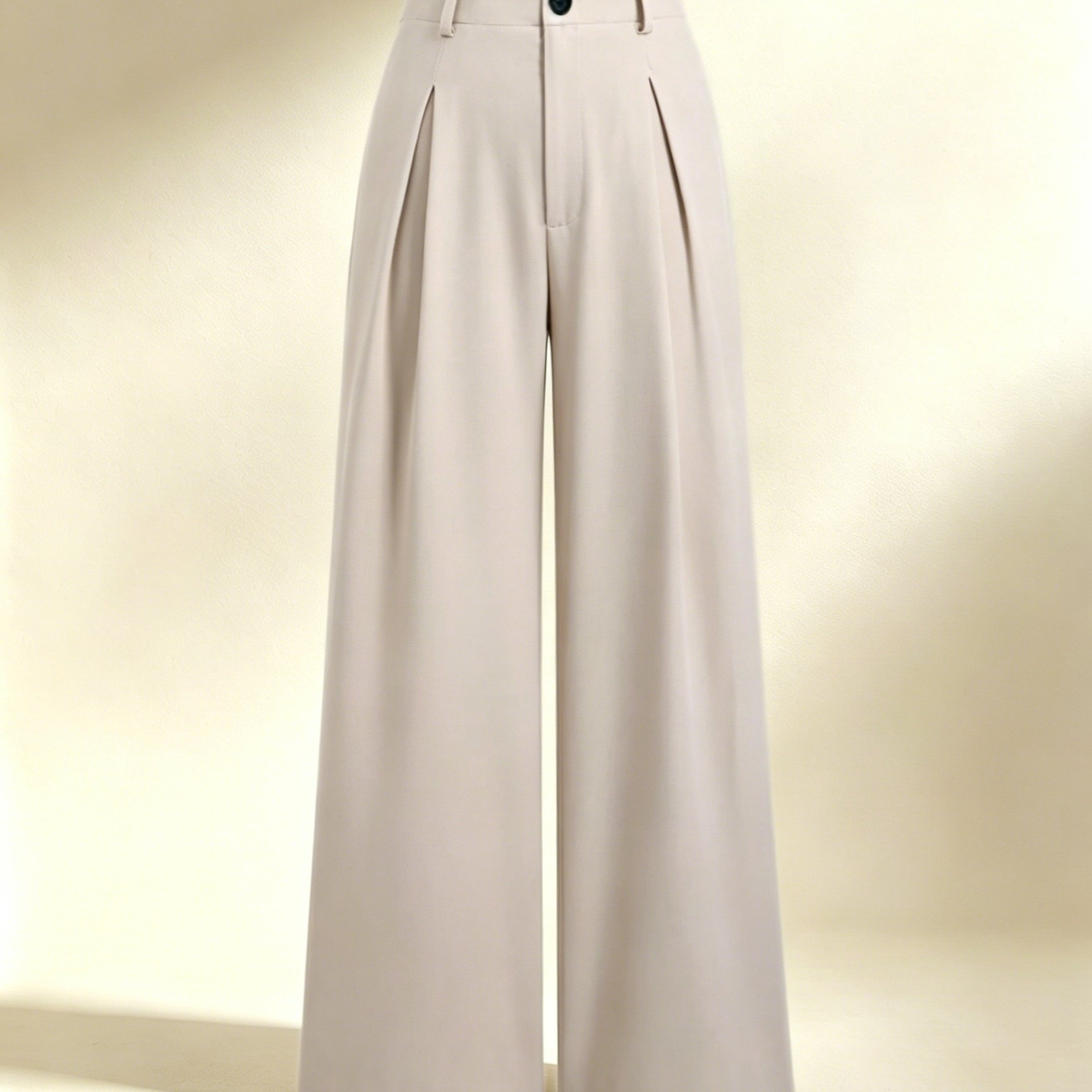 TEMU Women's Retro Elegant High-waist Pleated Wide-leg Trousers, Straight Flowing Long Leg Work Casual Pants, Suitable For Office, Daily Wear, Club,