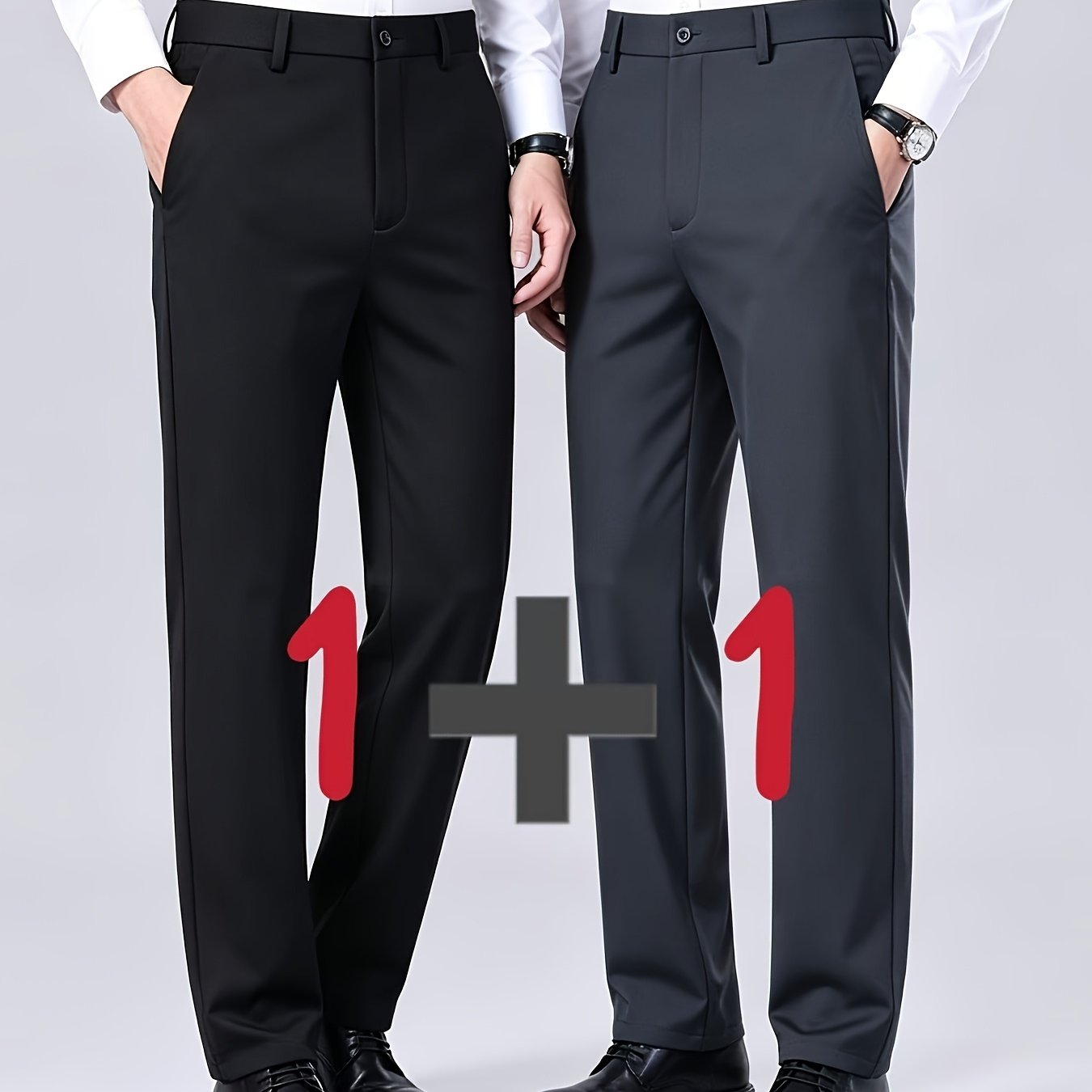 TEMU 2pcs Set Of Summer Men's Casual Trousers With Elastic Straight Leg, High--pocket Classic Versatile Style, Men's Breathable Lightweight Casual