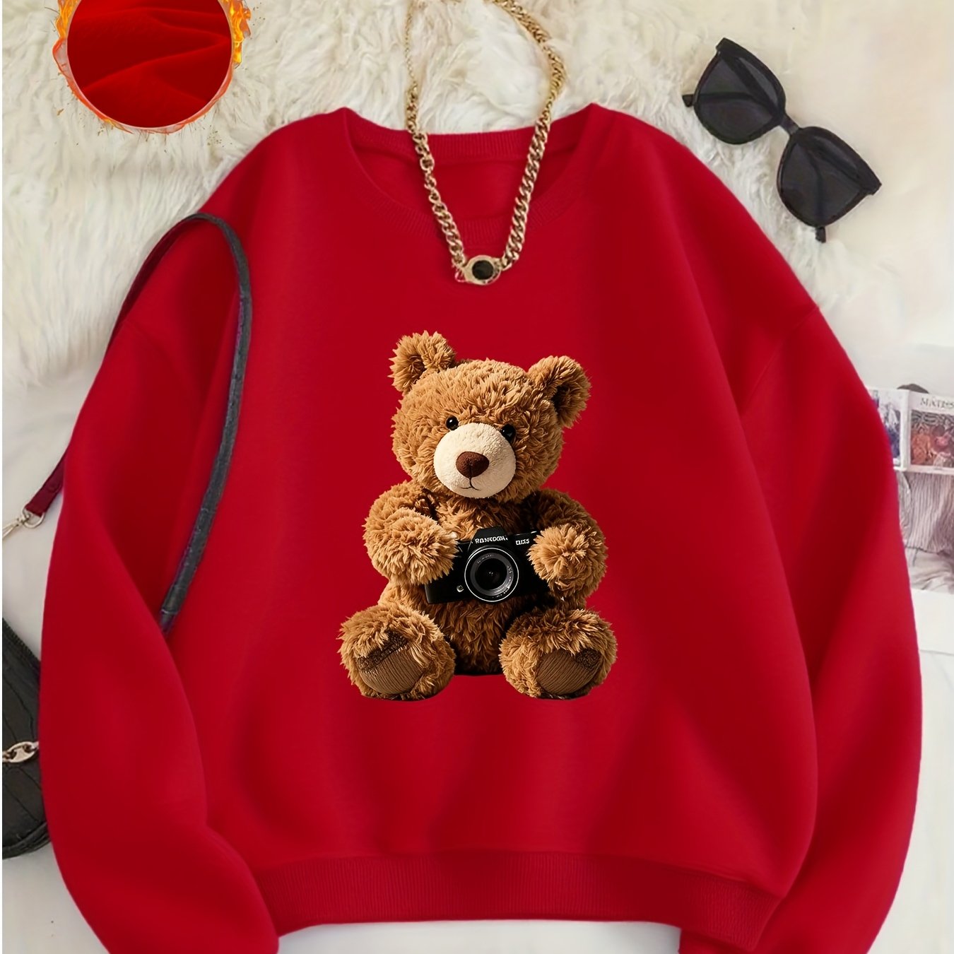 TEMU Mönsterprintade sweatshirts, höst- och vintercrewneck-casual sweatshirts, damkläder