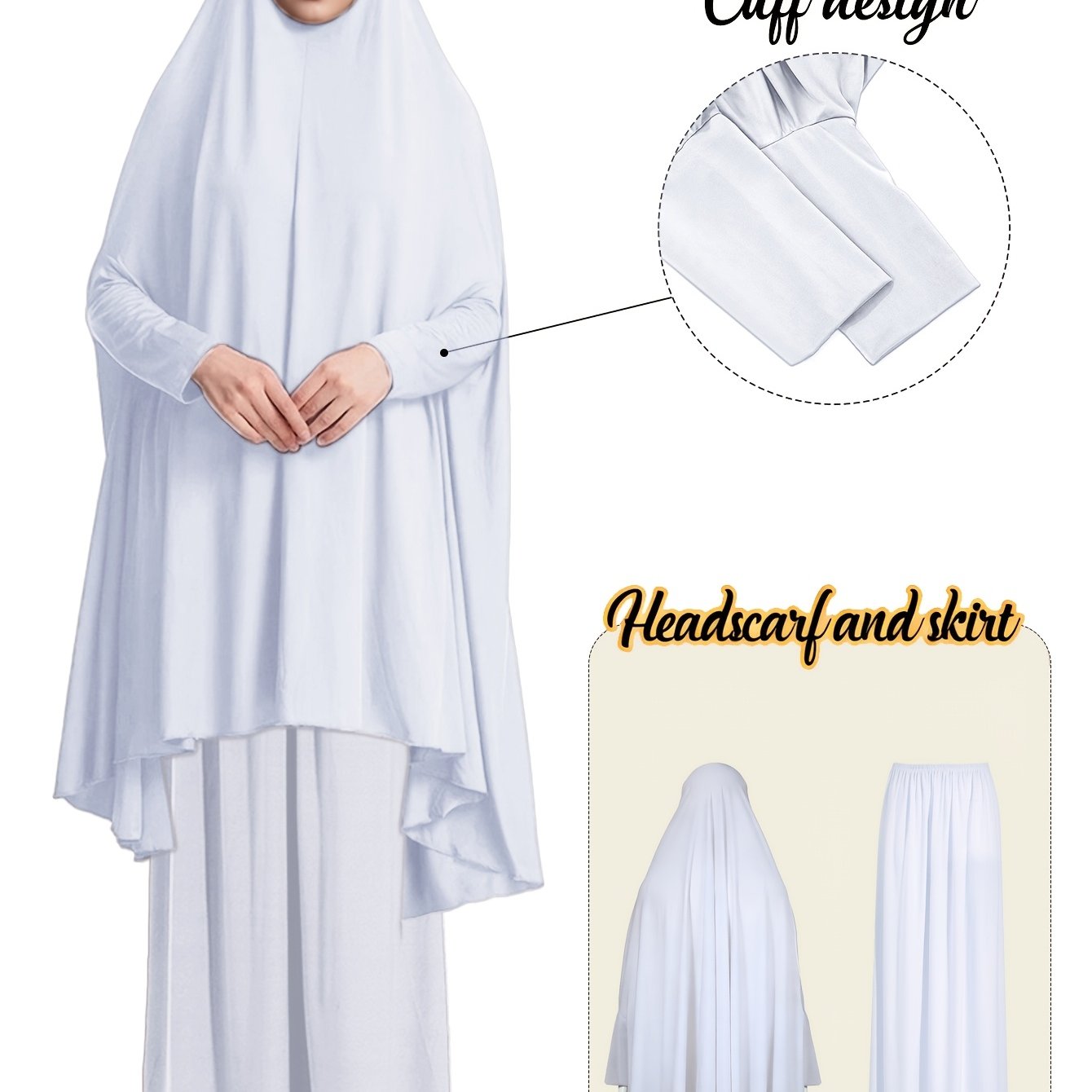 TEMU 2pcs Women' Color Robe And Skirt Set, A Conservative And Elegant Outfit For Everyday Wear, Featuring Sleeves Middle Eastern Traditional , Abayas