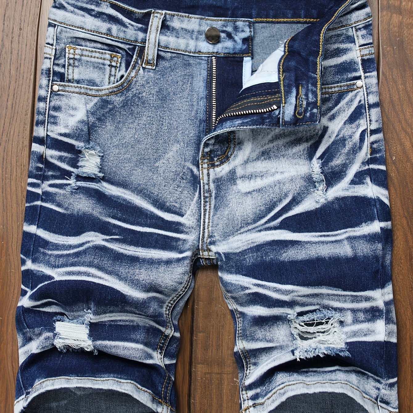 Medium-large Kids Tie-dye Ripped Denim Jeans