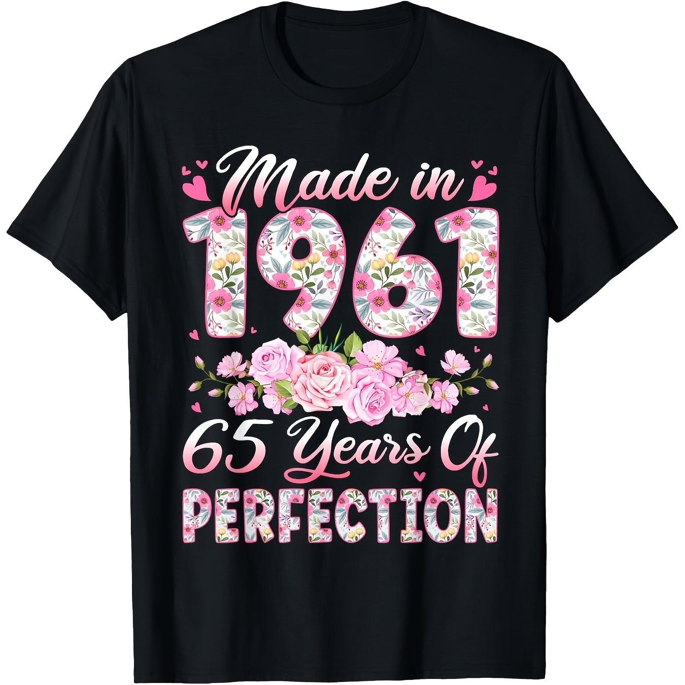 TEMU T-shirt 65e Anniversaire pour Homme et Femme - Design Rétro Vintage 1961 Col Ras du Cou Cadeau Unisexe, Coupe Ultra-Douce Respirante -Humidité