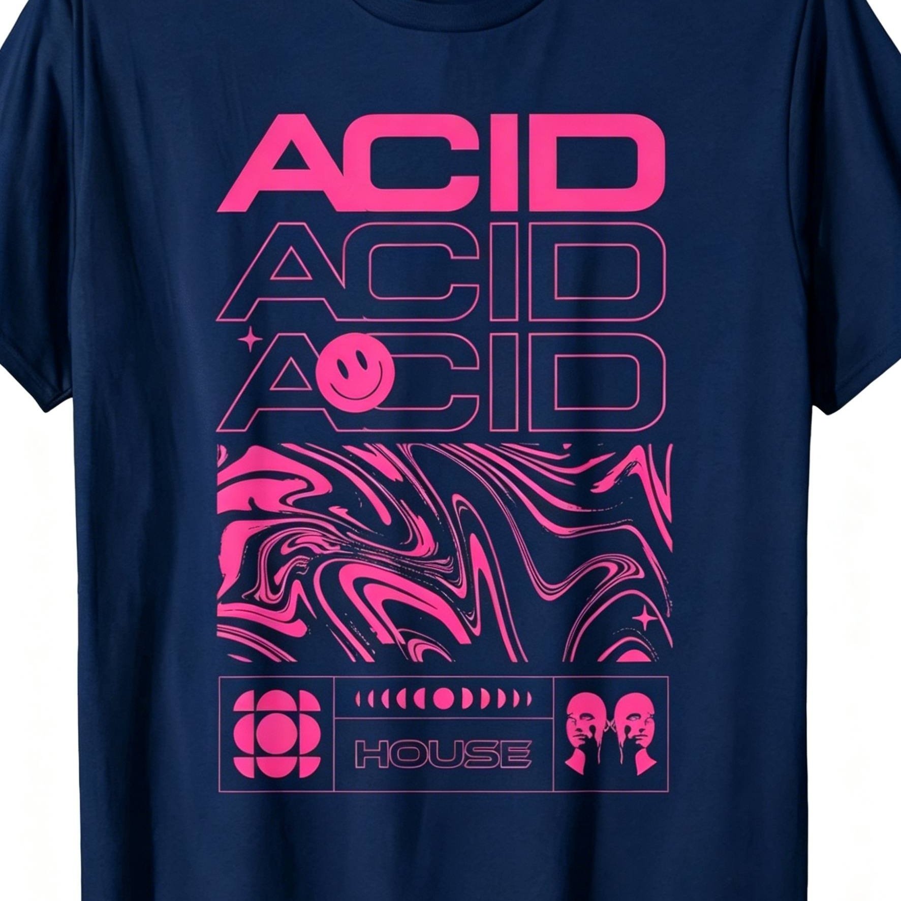 TEMU Men's Plus Size T-shirt Men's Plus Size T-shirt Unisex Retro Music T-shirt - 90s Vintage Pattern T-shirt, Pink Acid Letter And Electronic Top