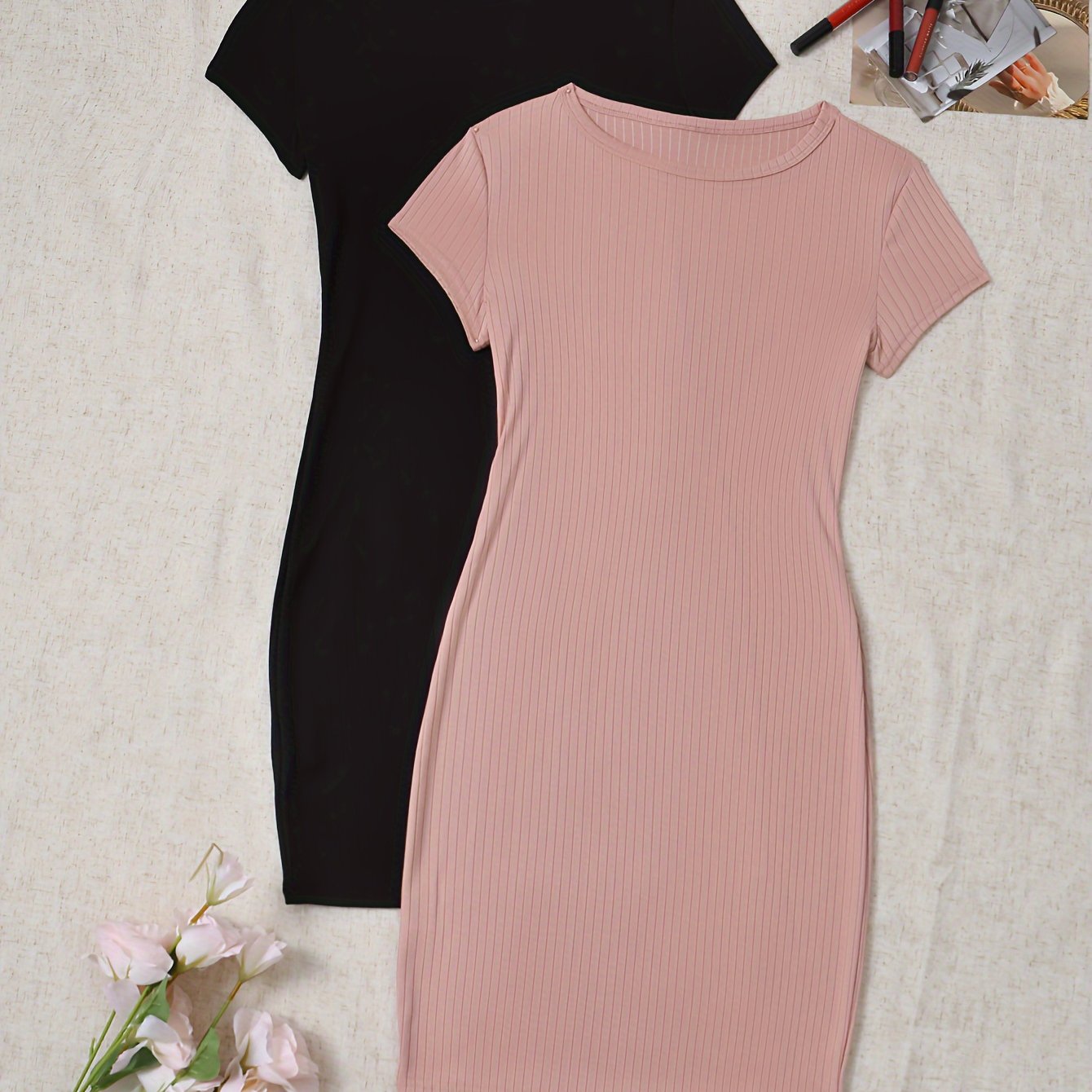 E-shop Zielgerichtetes 1219 Einfarbiges Schlankmachendes Damenkleid Vielseitiges Neues Zweiteiliges Set