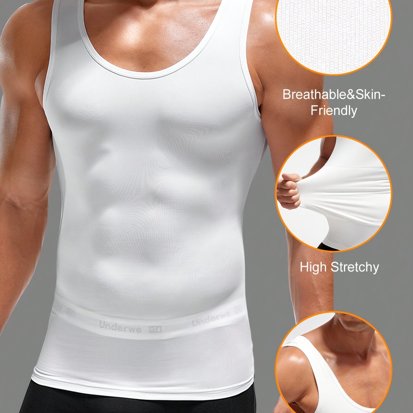 E-shop 1 Stück Einfarbiges, ärmelloses Sport-Tanktop in Reiner Weiß, Hochelastisch, Schnelltrocknend, Atmungsaktiv, Geeignet für Sport, Laufen,
