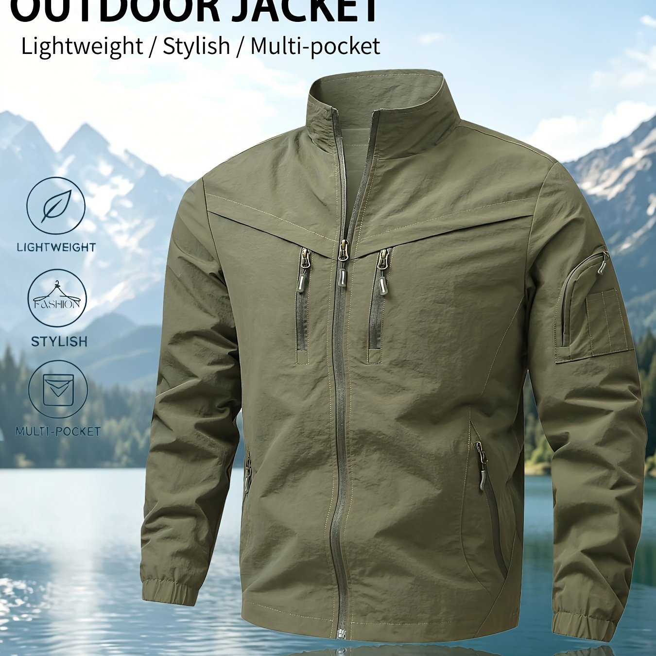 TEMU Obm 2026 's Fashionable Simple Versatile Multi-pocket Outdoor Jacket For Hiking, Casual Sports, Outdoor Mountaineering, Fishing, And Trendy