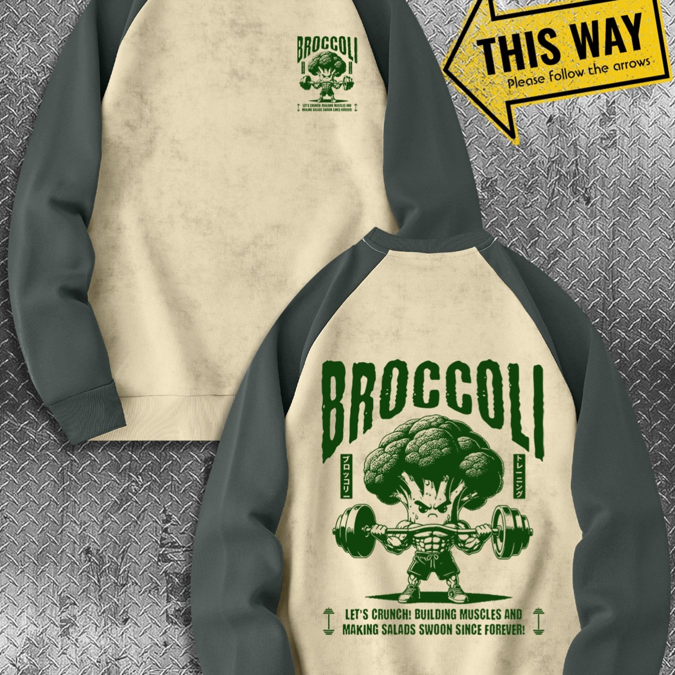 TEMU Men's Autumn Neck Sweatshirt, Casual Daily Comfortable Versatile Stretchy Sports Round Neck Sweatshirt, , Cauliflower Weightlifting Pattern, For