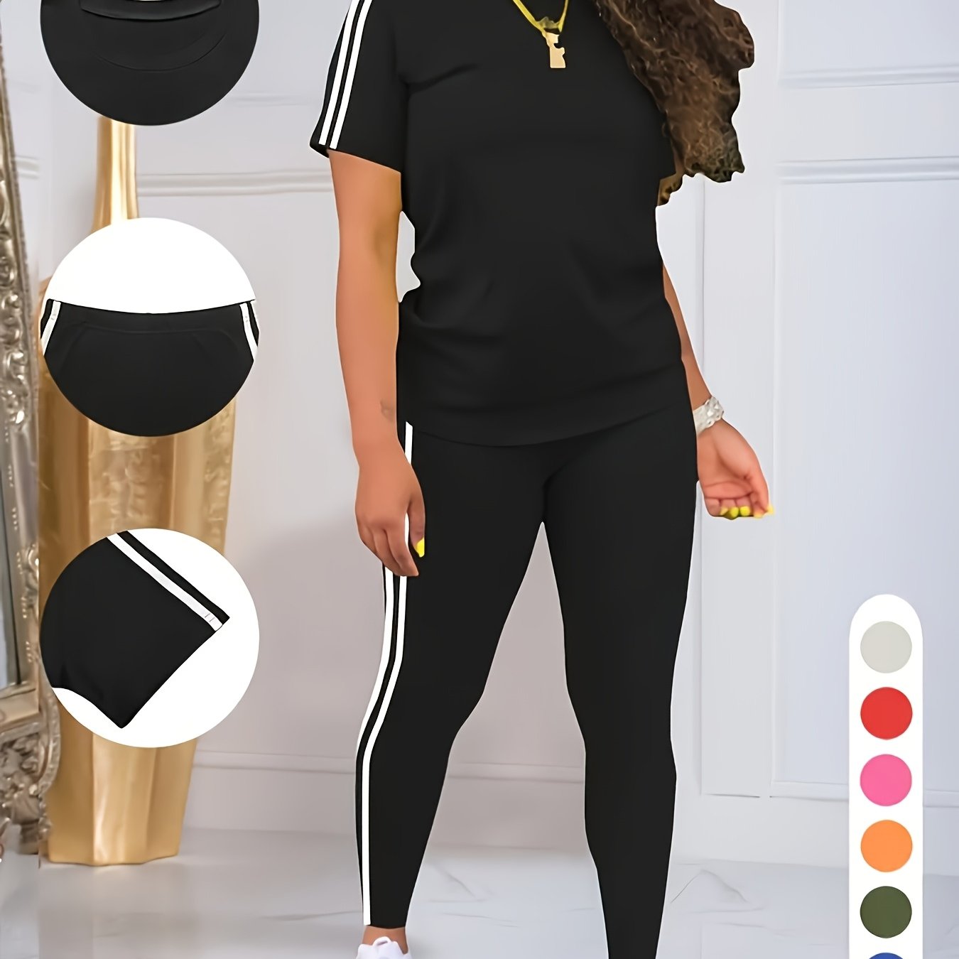 Women's Fashion Spring/summer Round Neck Short Sleeve Two-piece Set