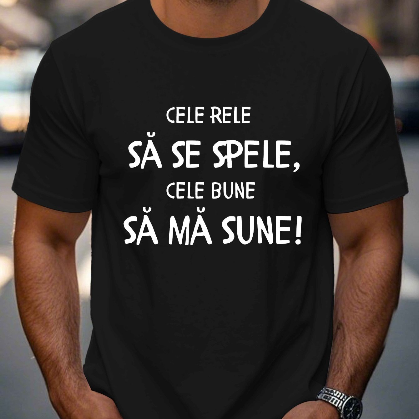 TEMU Men's Romanian T-shirt - Romanian Text And National Symbol (stars Map), Lightweight And Breathable For , Suitable For Casual And Formal