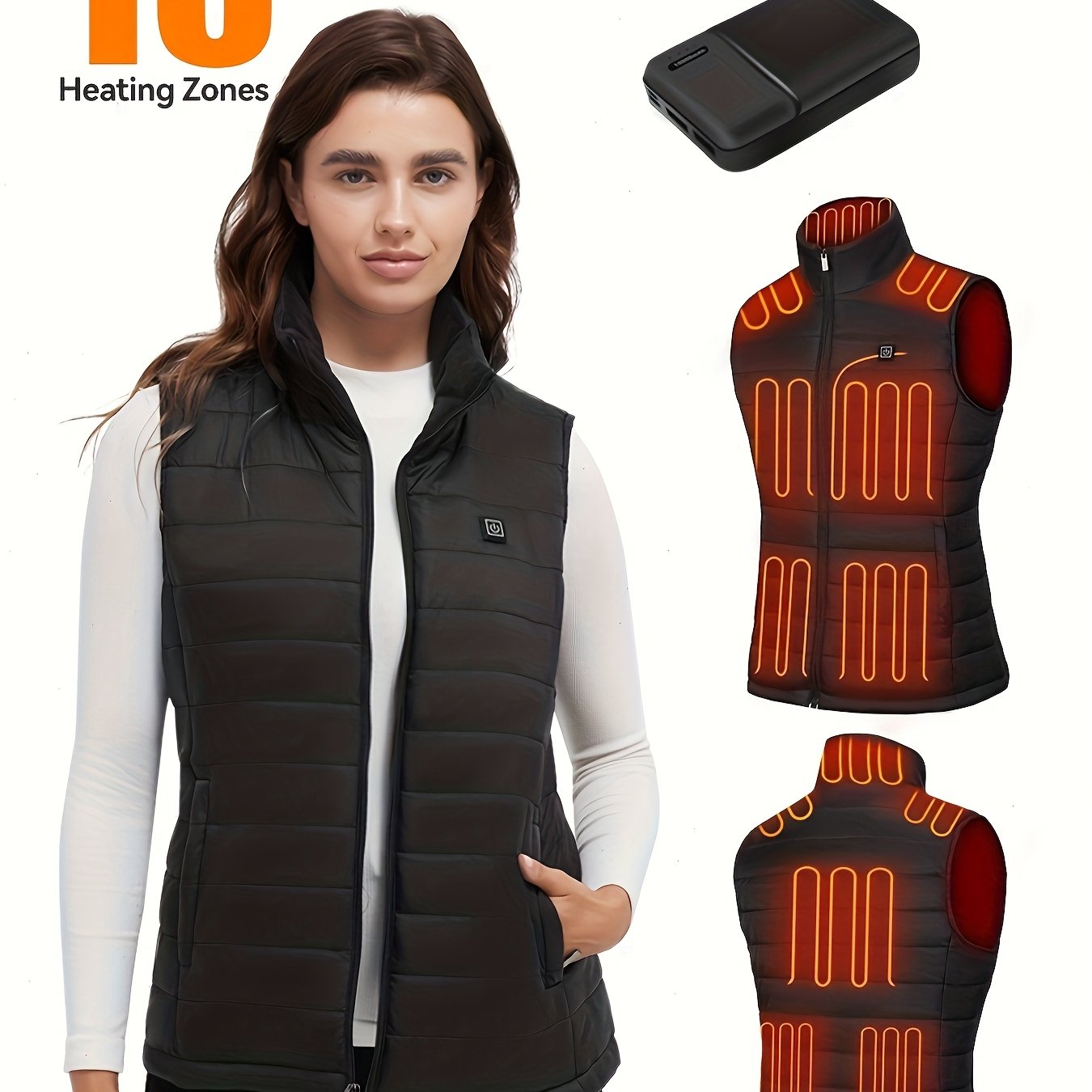 TEMU Women's Heated Vest With Battery Pack 15 Zones, Rechargeable Women's Heated Vest Lightweight Heated Jacket