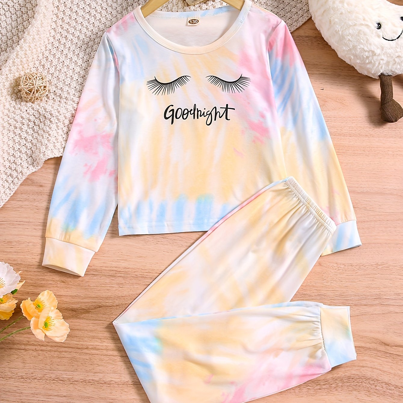 Tie Dye Pajama Sets Toddler Girls Cartoon Eyelash Pattern - Temu New ...