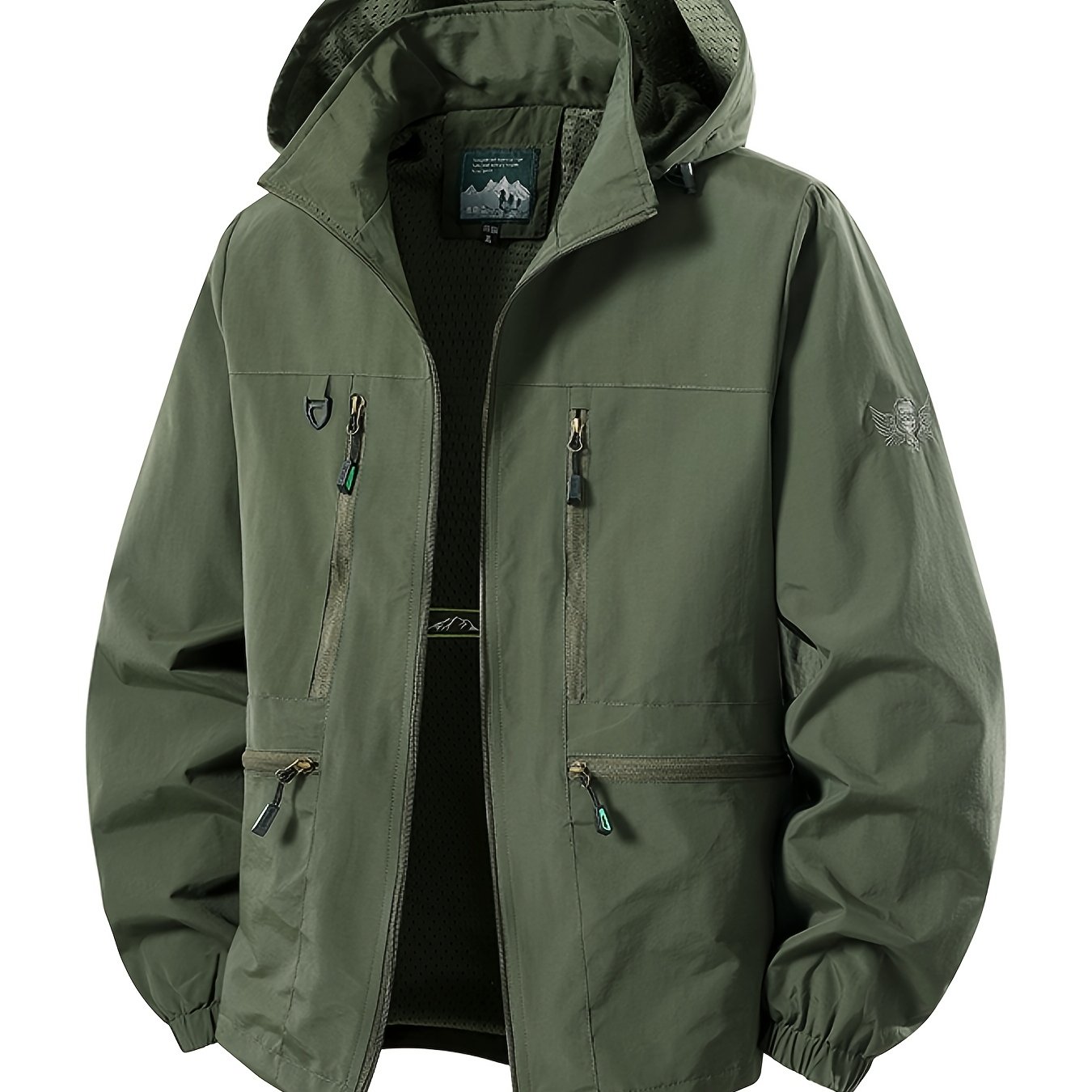 TEMU 2026 's Spring Autumn Fashion Hooded Detachable Jacket Windbreaker, Zippered With Large Pockets Coat Windproof Top, Suitable For Men's Camping,