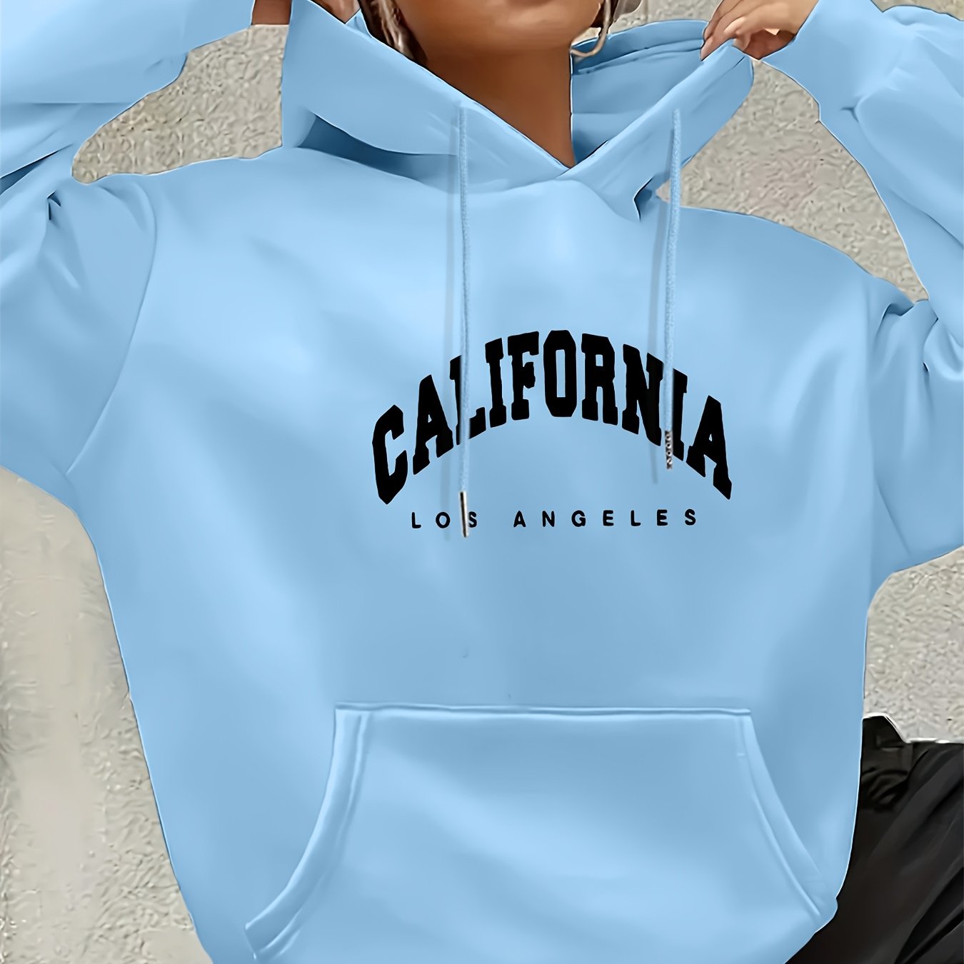 TEMU Sweat à capuche tendance pour femme avec imprimé CALIFORNIA, et cordon de serrage. Sweat-shirt et décontracté à manches longues, idéal pour
