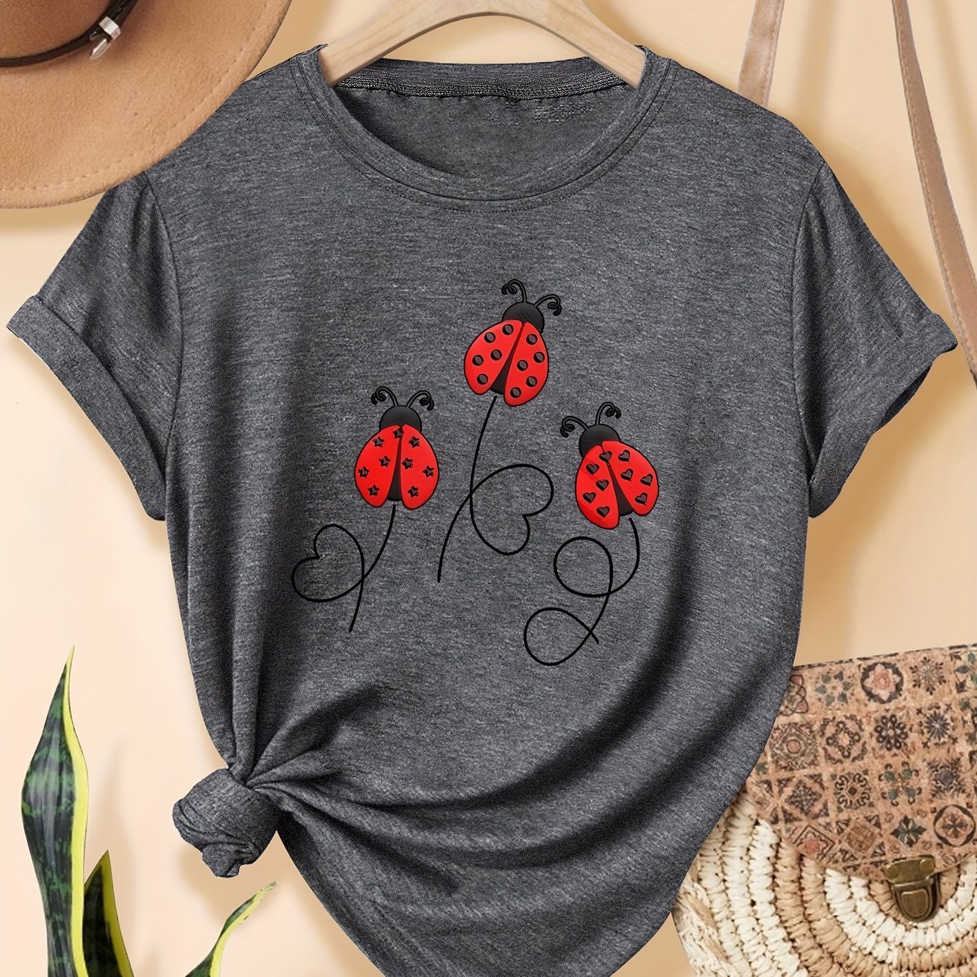 TEMU Casual Women's Plus Size Fashion Retro Round Neck Short Sleeve T-shirt | Animal Pattern Print, Medium Stretch Fabric, Multicolor Options
