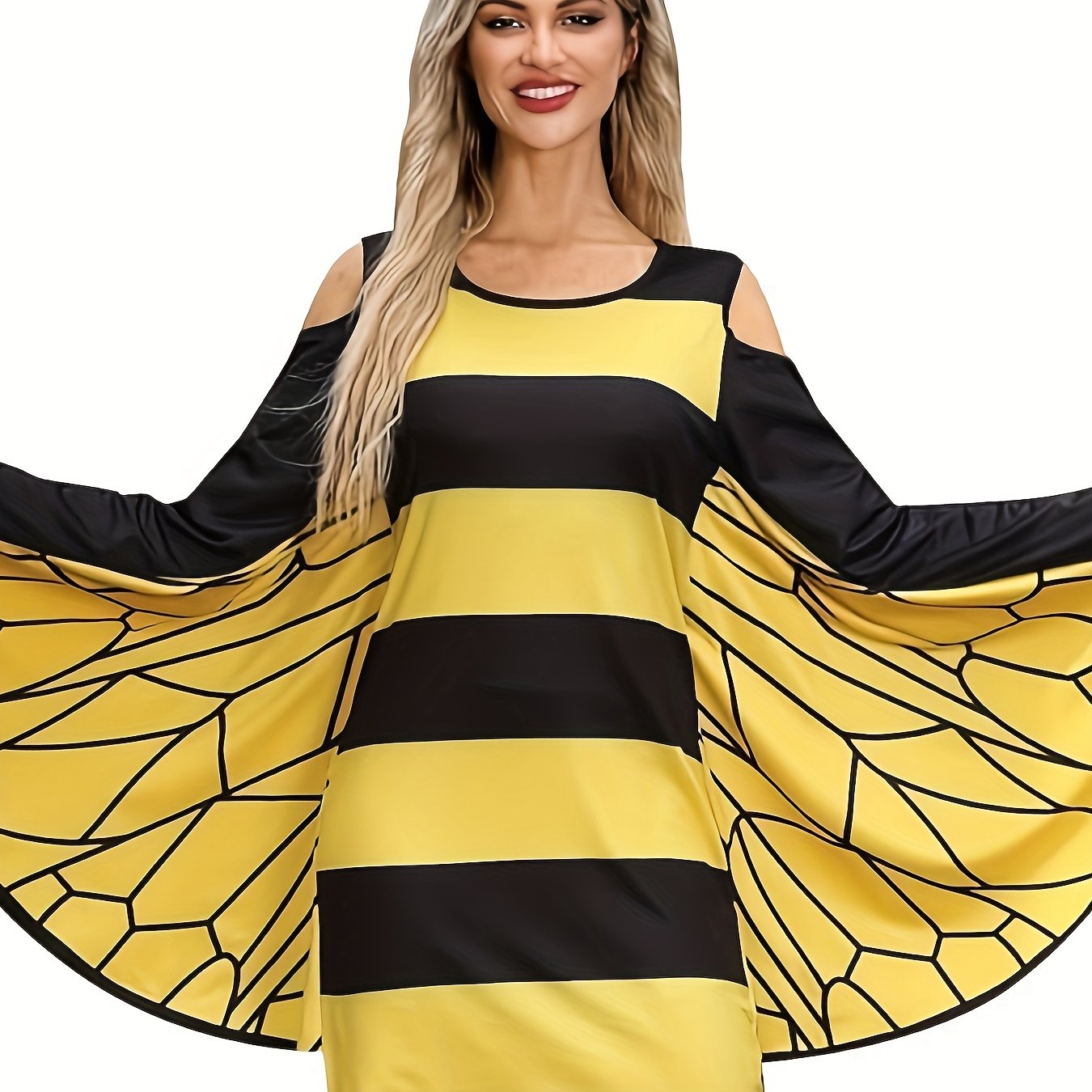 TEMU New Halloween Dress From Europe And America, Costume For Performances, Bee And Ladybug Wings Dress, Adult Women' And Ladybug Costume