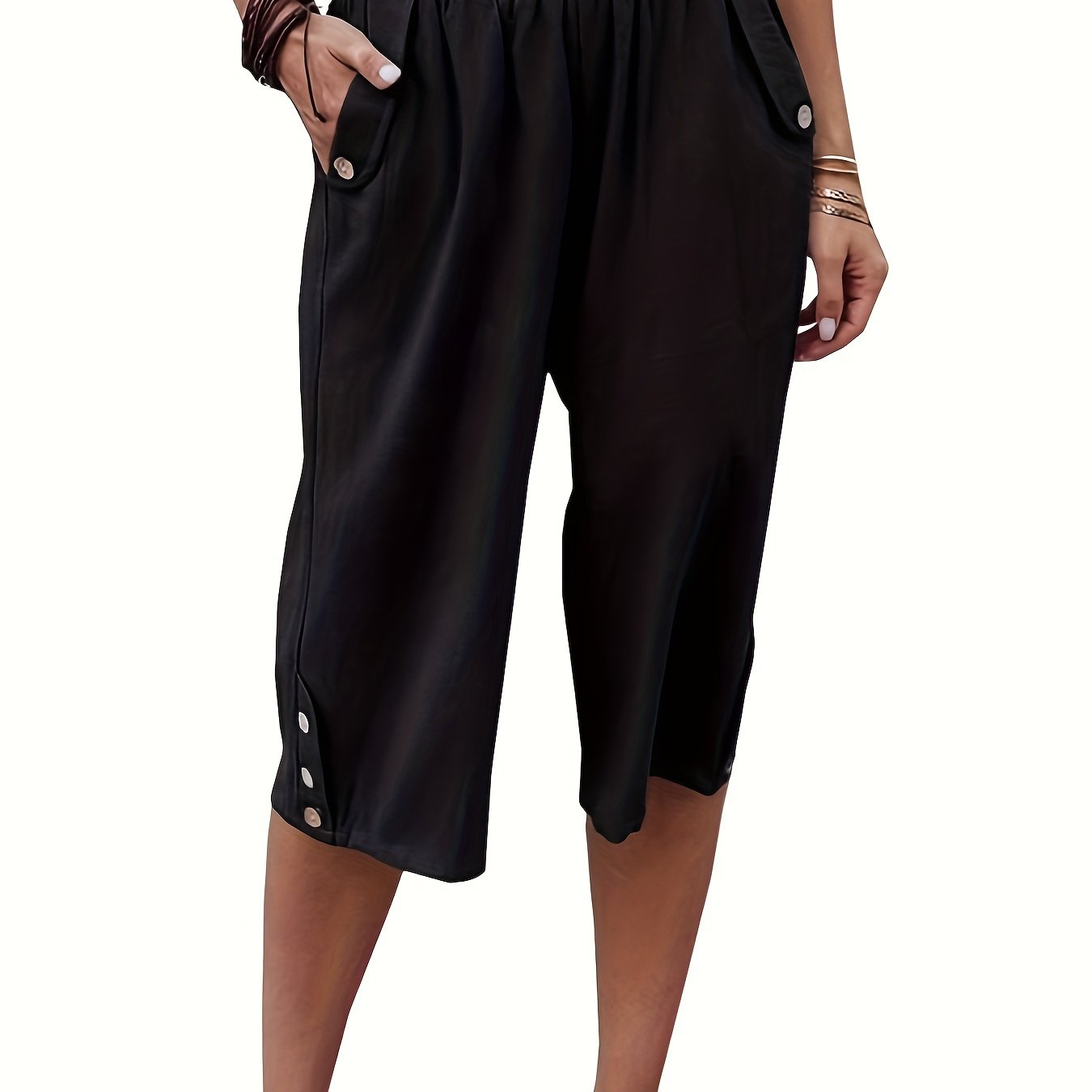 Solid Color Casual Capri Pants Summer 's Trousers