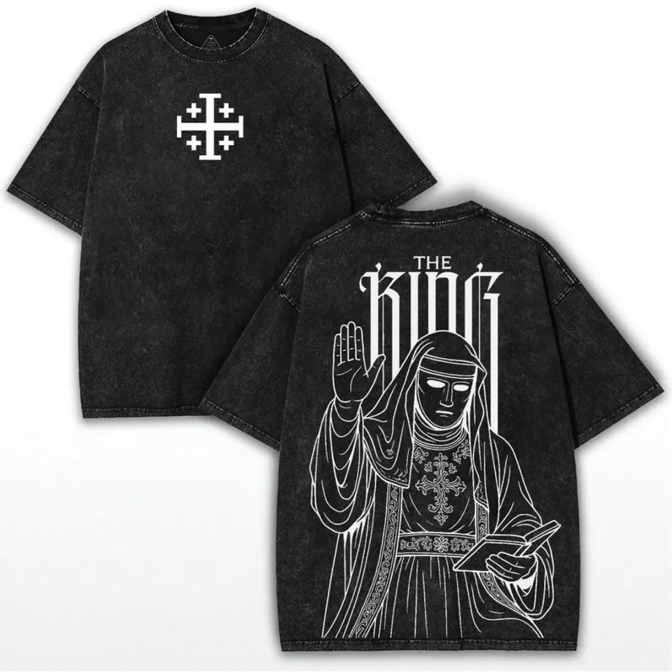 Vintage Washed Baldwin Iv T-shirt: Cross Medieval Streetwear Special Edition