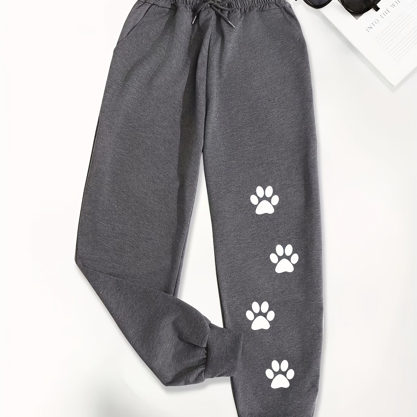 TEMU Casual Trousers With A Graphic Design, Featuring An Elastic Waistband, Suitable For Women