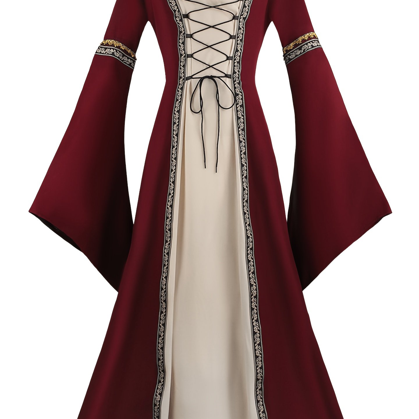 TEMU Medieval Flared Sleeves Lace-up Cosplay Long Dress Cosplay Stage Performance Costume, For Teenager, For Teenager
