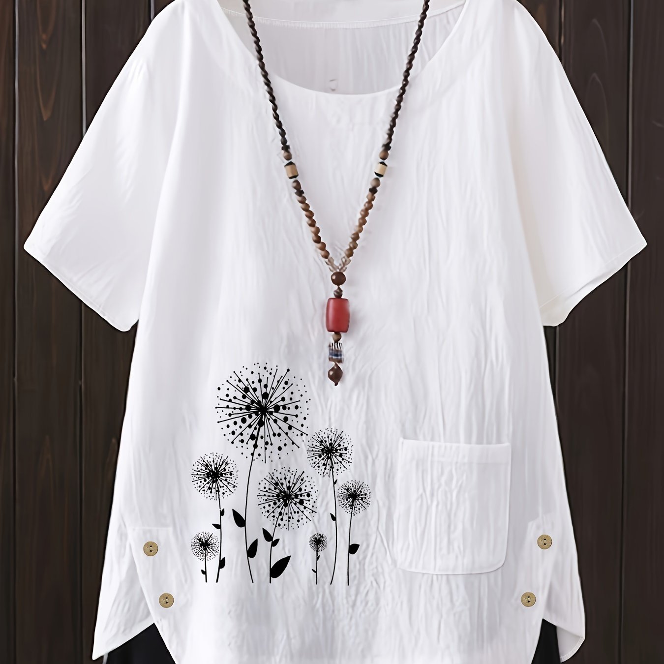 Plus Size - Plus Size - Plus Size Shirt, New Summer Plus Size Casual Loose Printed Short-sleeved Pullover Shirt, Women's Clothing
