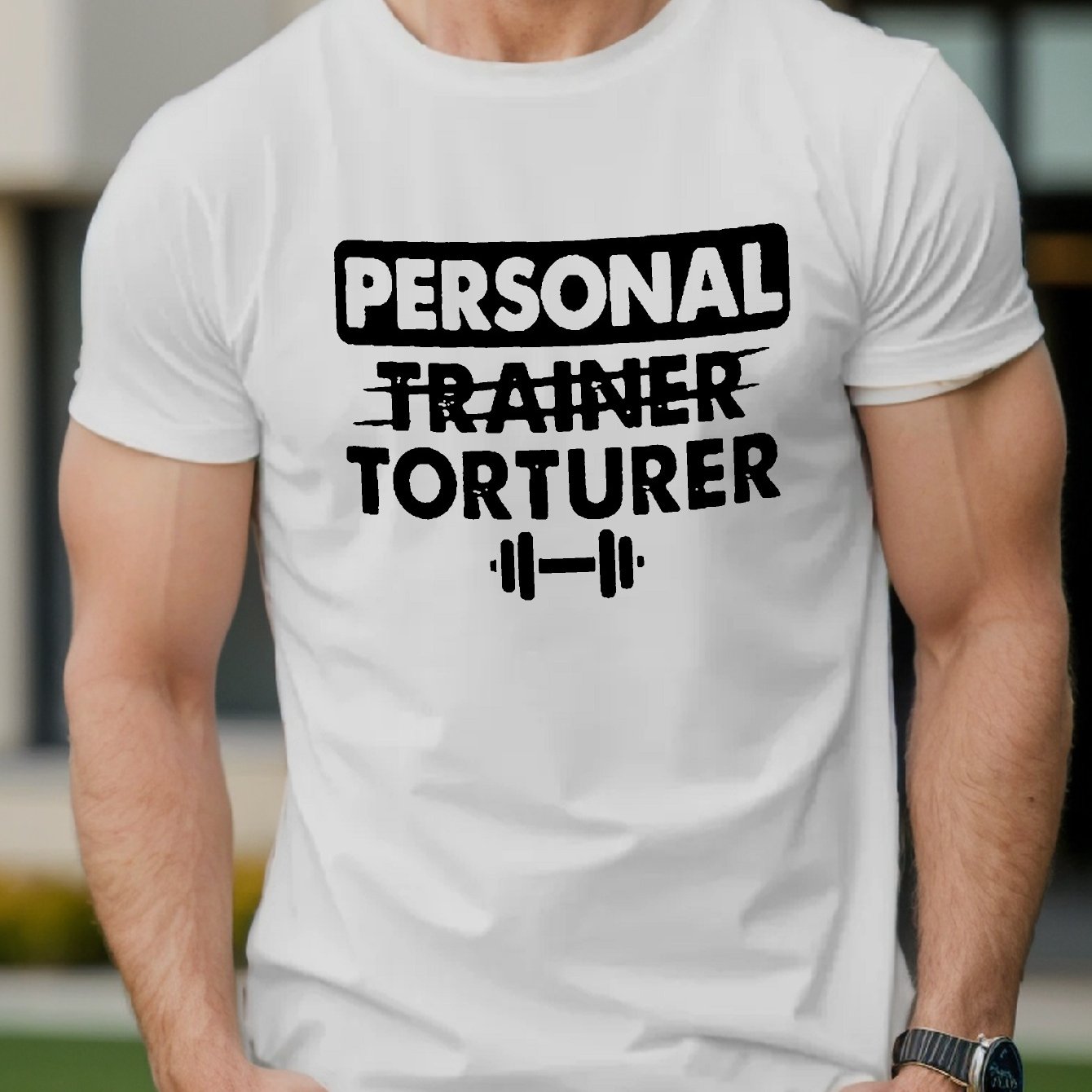 TEMU Men's Casual Summer T-shirt - Graphic, Geometric Pattern, Polyester, Knit Fabric, Regular Fit, Round Neck, Adult - Short Sleeve Top