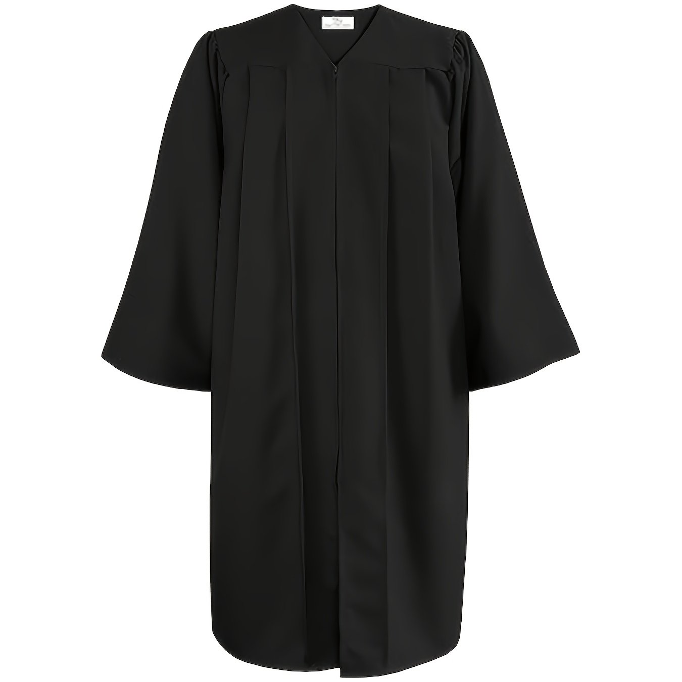 TEMU Student Graduation Dress Spring Summer Fall Solid Color V-neck Long Sleeve Loose Fit With Zipper Detail And Split Hem