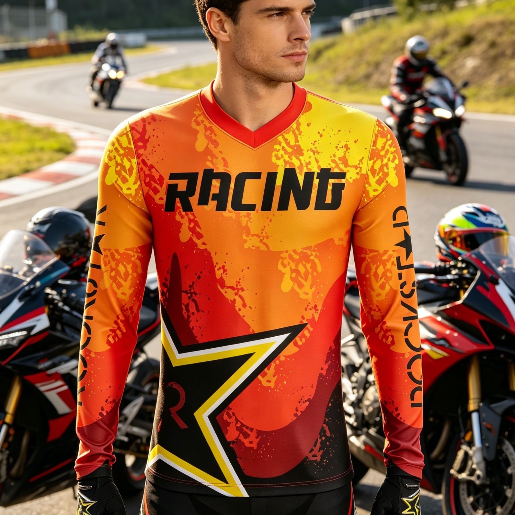 TEMU Men's Long Sleeve T-shirts Pro Racing Jersey Outdoor Fishing Hunting Biking Riding Cycling Jersey Breathable Polyester Performance Tops
