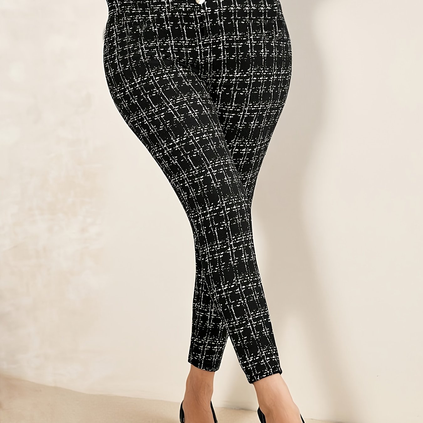 TEMU Plus Size, Plus-size Casual Pants With Decorative Buttons, Stylish For Casual Attire, Suitable For Valentine's Day Dates And Parties