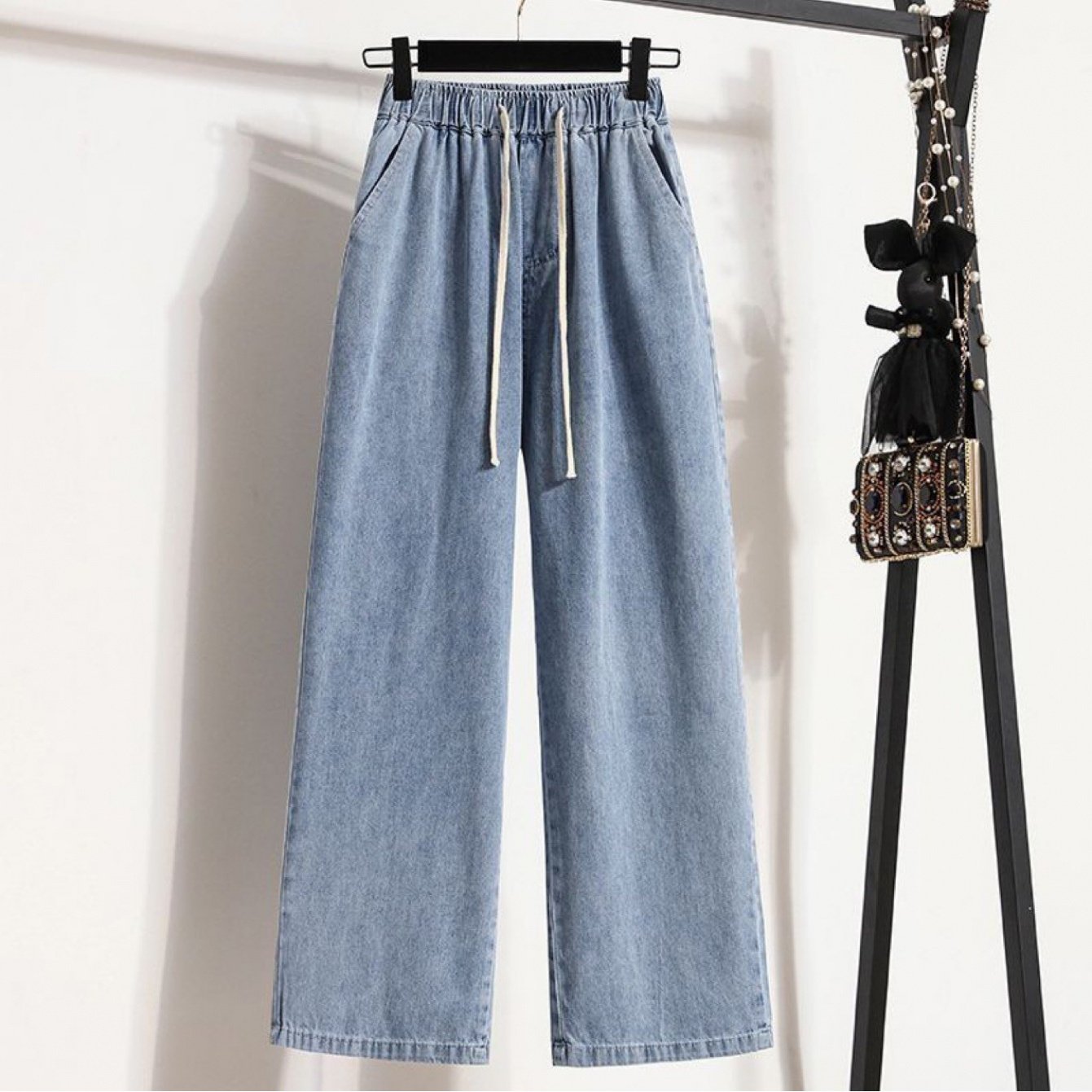 TEMU 【商品名】春夏 デニムパンツ ストレート 大きいサイズ エフェクト ルーズフィット クロッチ カジュアル