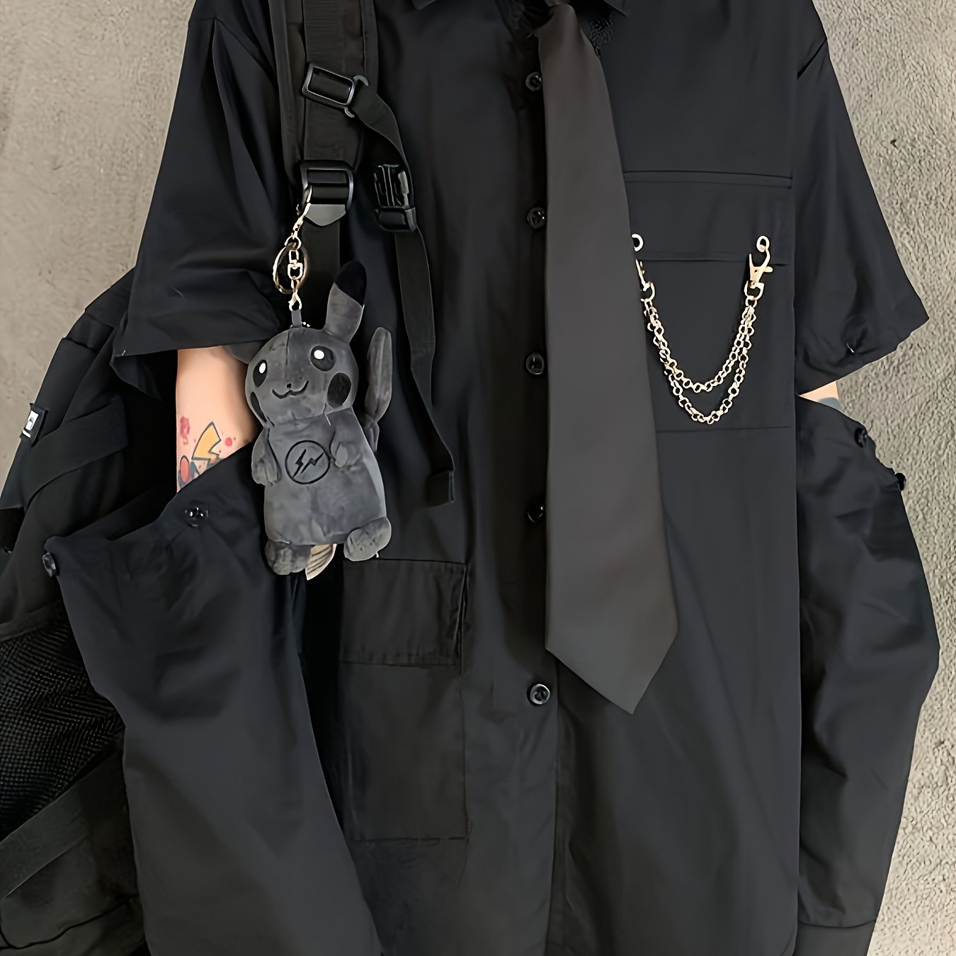 TEMU A Trendy Work Shirt Design For Men And Women Featuring Detachable Long Sleeves, A Loose Fit, And A Solid Color, Harajuku Style