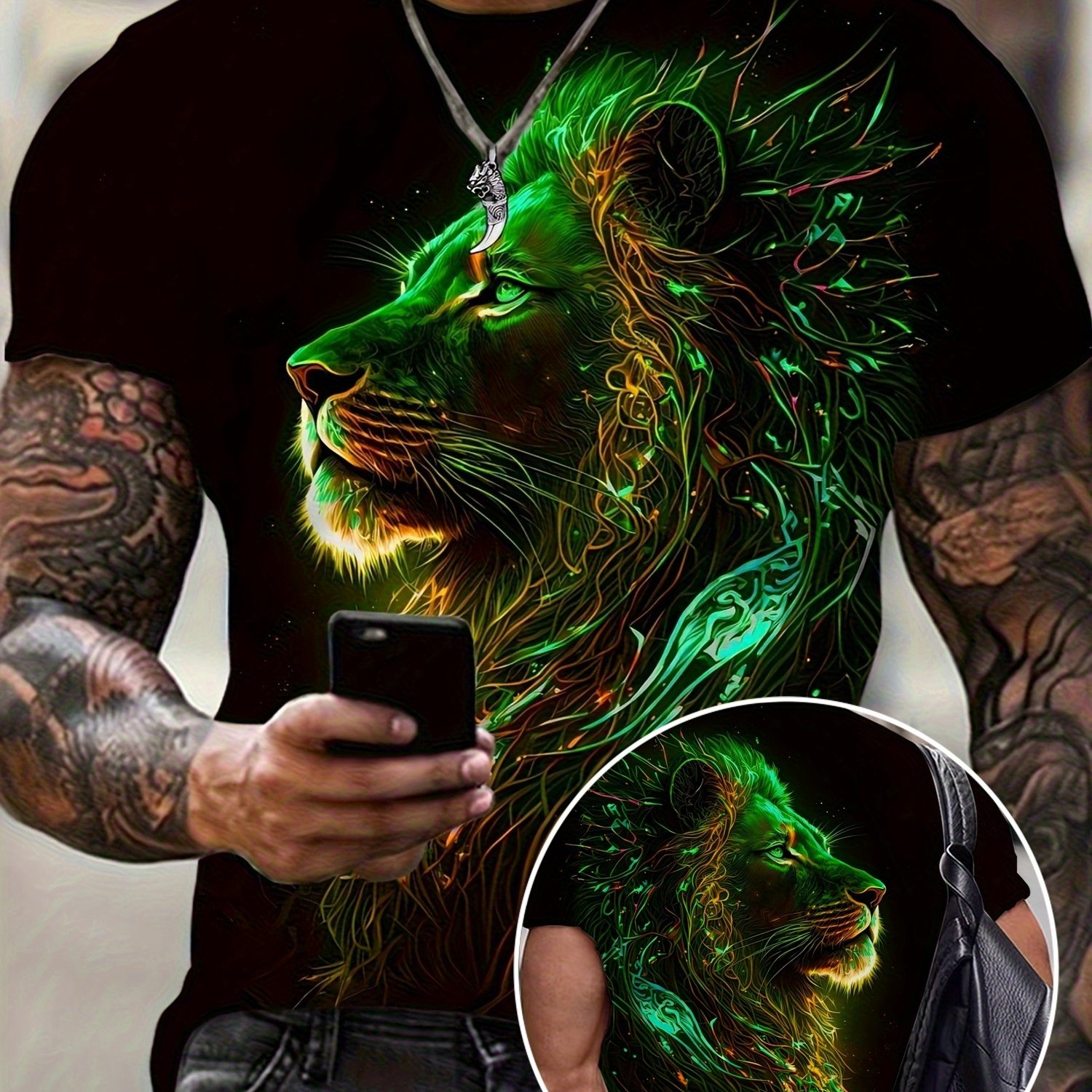 TEMU Men's Stylish Print Short Sleeve T-shirt - Comfortable Crew Neck, Polyester, Perfect For Home Pajamas And Summer Outdoor Activities, Casual