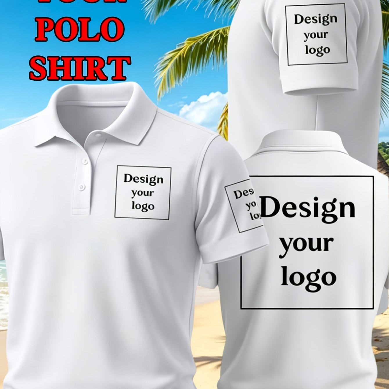 TEMU Customizable Men's Shirt, Customizable Front Chest, Customizable Left Arm, Customizable Back, Customizable Corporate Uniform, Customizable Team