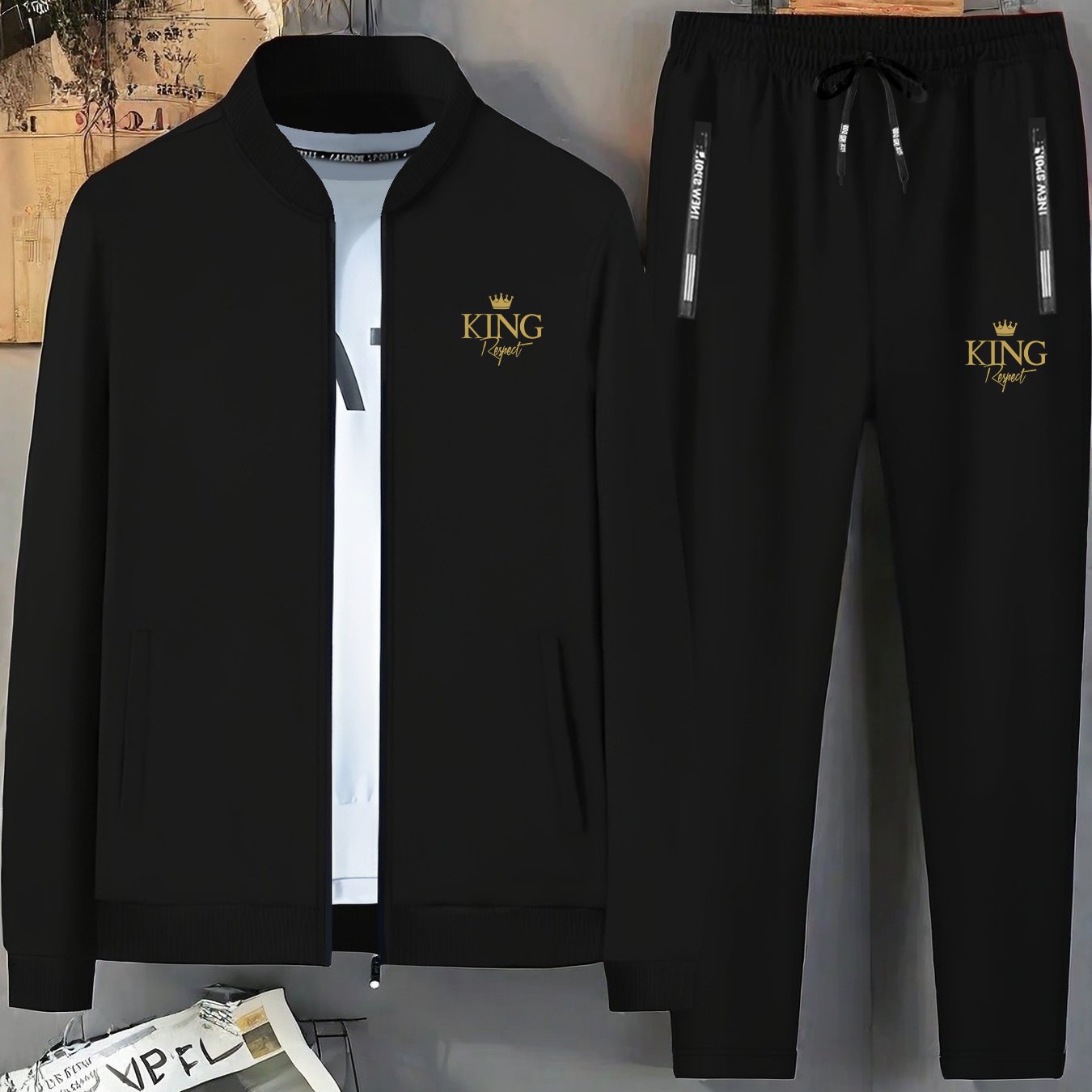 TEMU Men's New Trendy Versatile Autumn And Winter Hot Jacket Set, Trendy Youth Casual Sports Jacket Set