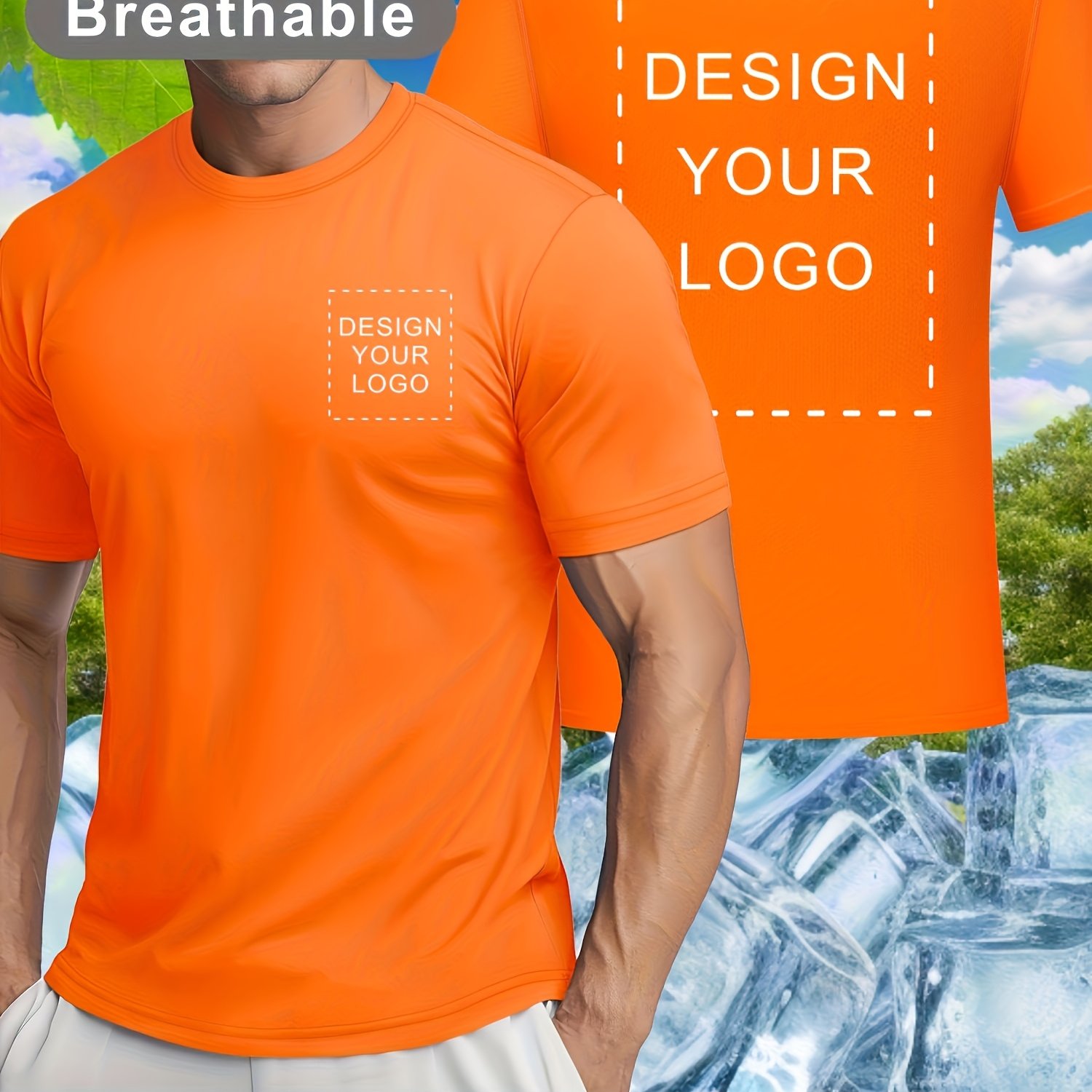 TEMU [custom Item] Men's Quick-dry T-shirt, Personalized Short Sleeve Customization, Customizable Chest And Back, Unique Print, Moisture-wicking And