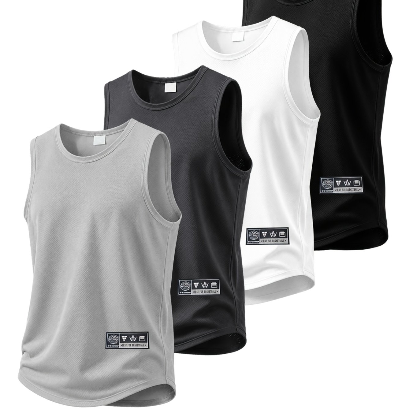TEMU Four-piece Set Men' Color Easy Design Ultra-thin Sports Tank Top Quick-dry Breathable Sleeveless Top For Fitness Running Fashion Casual